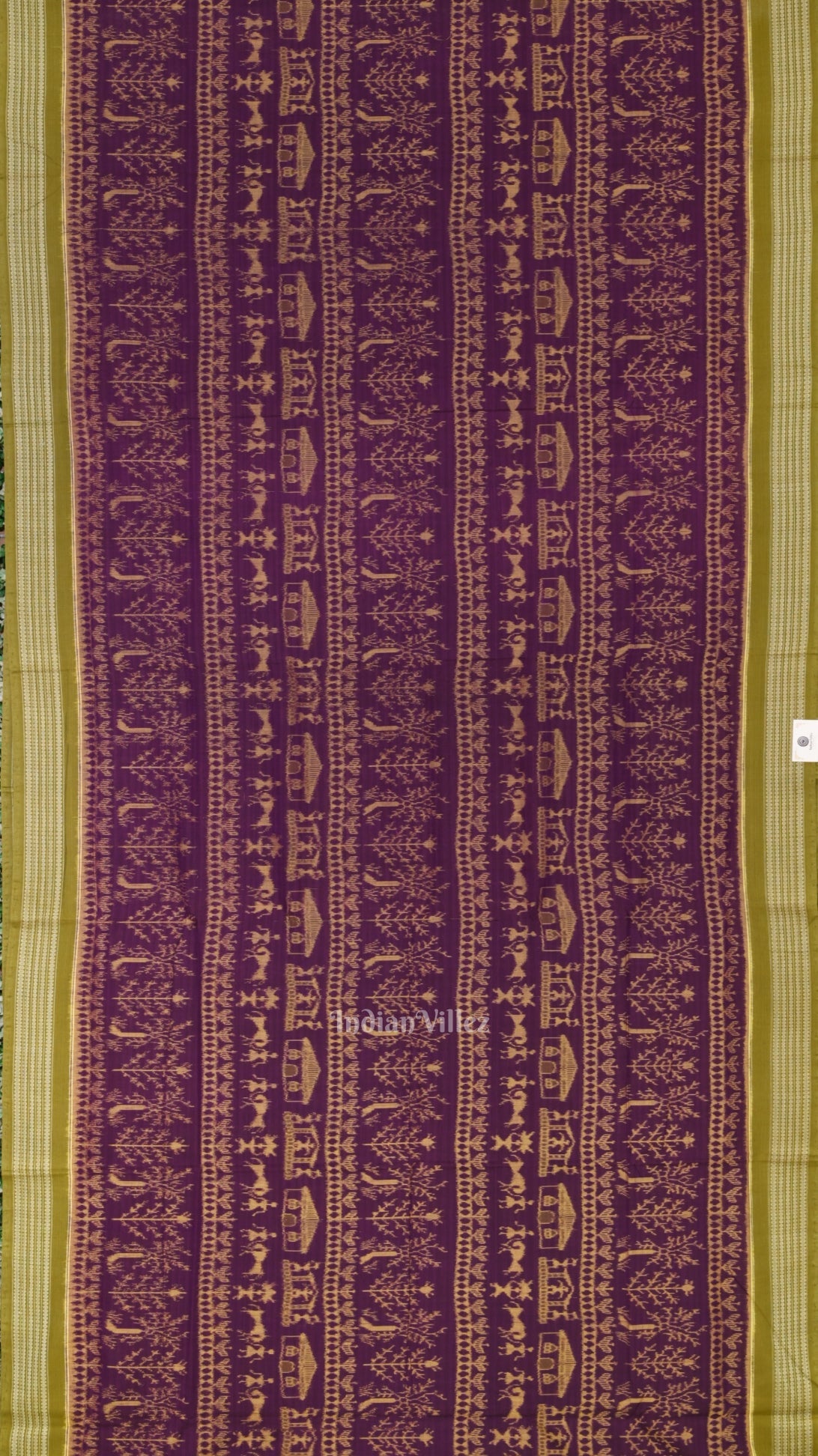 IndianVillèz Purple Mehendi Tribal Theme Odisha Sambalpuri Pure Cotton Saree - view 3