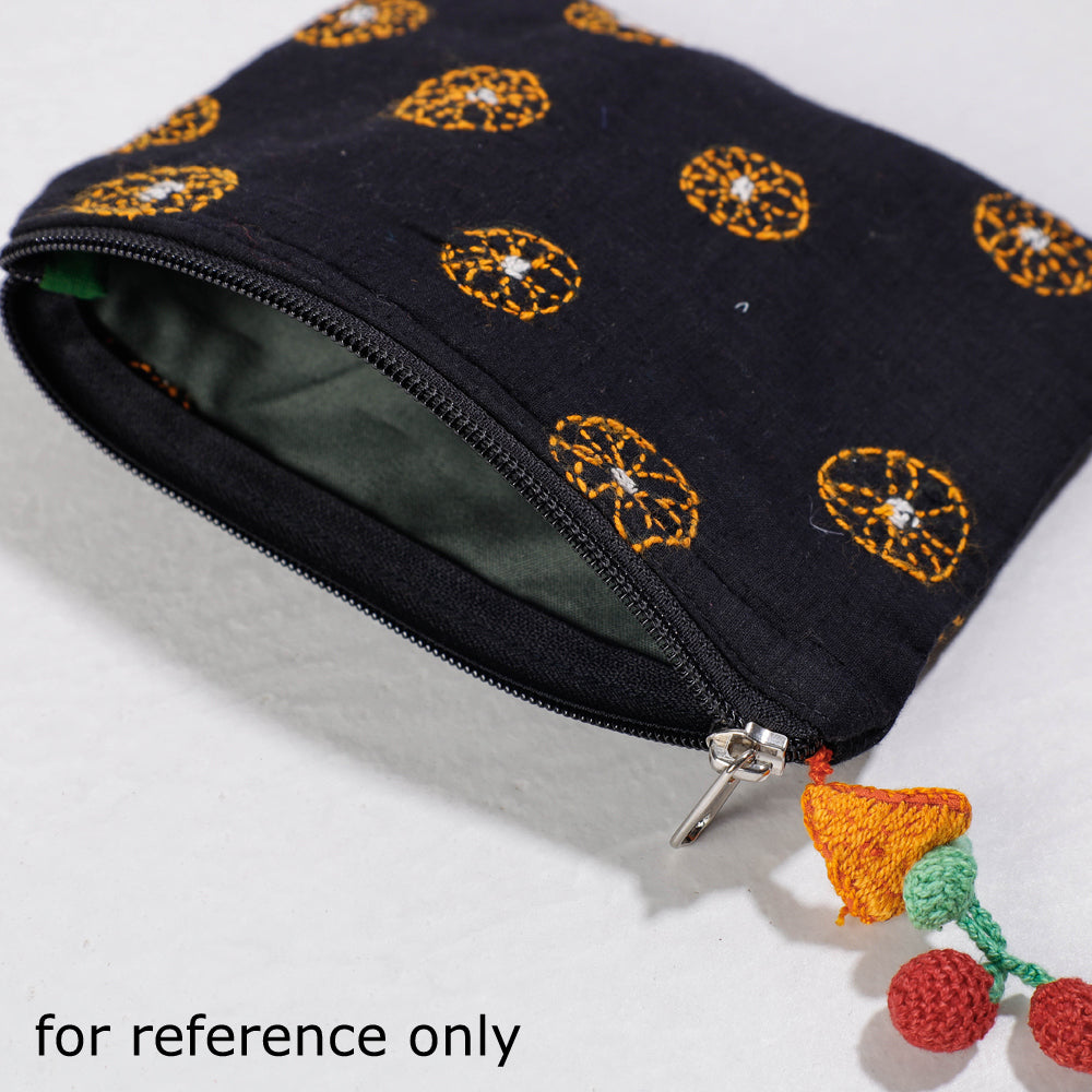 CHANDI MATI Black - Chandi Maati Kantha Work Cotton Cosmetic Pouch - view 3