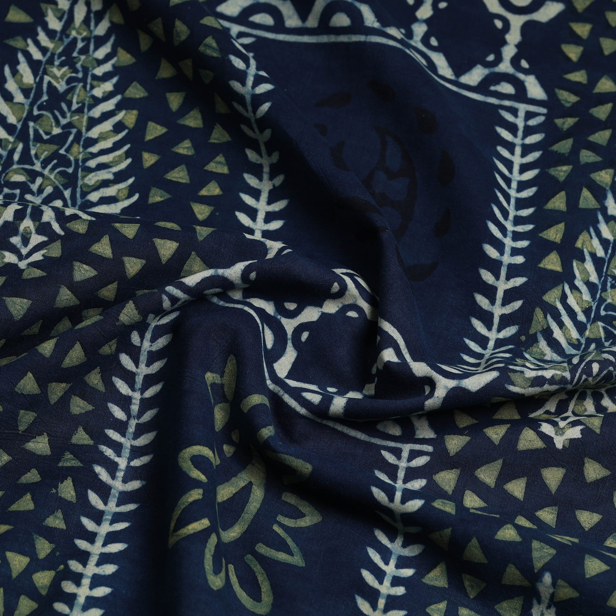 RIYAZ ABDULMAJID KHATRI - AJRAKH Blue - Ajrakh Block Printed Cotton Kurta Material - 3 meter - view 2