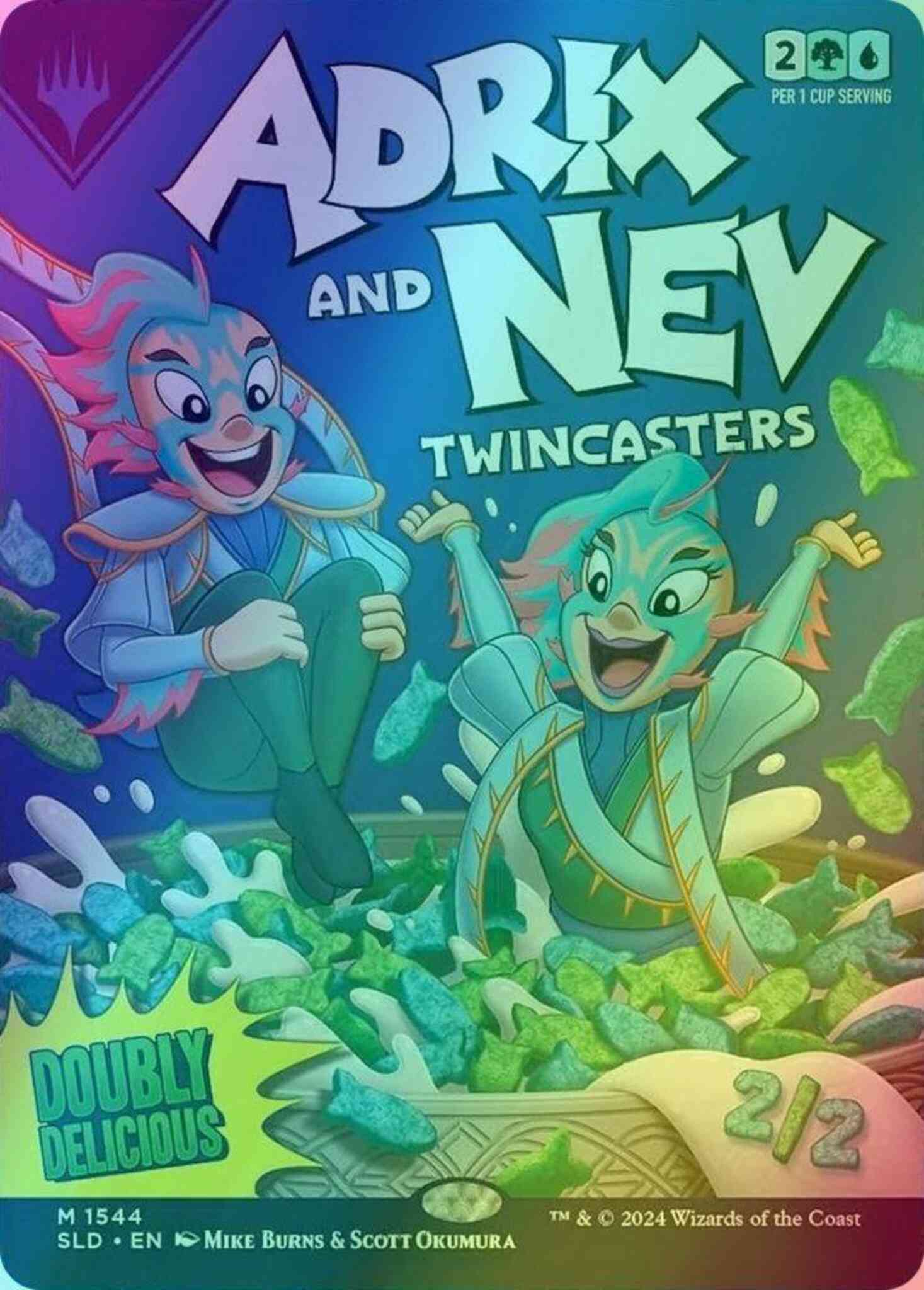 Magic Adrix and Nev, Twincasters // Adrix and Nev, Twincasters [1544] [Borderless] [Just Add Milk: Second Helpings] [Secret Lair Drop] [Foil]