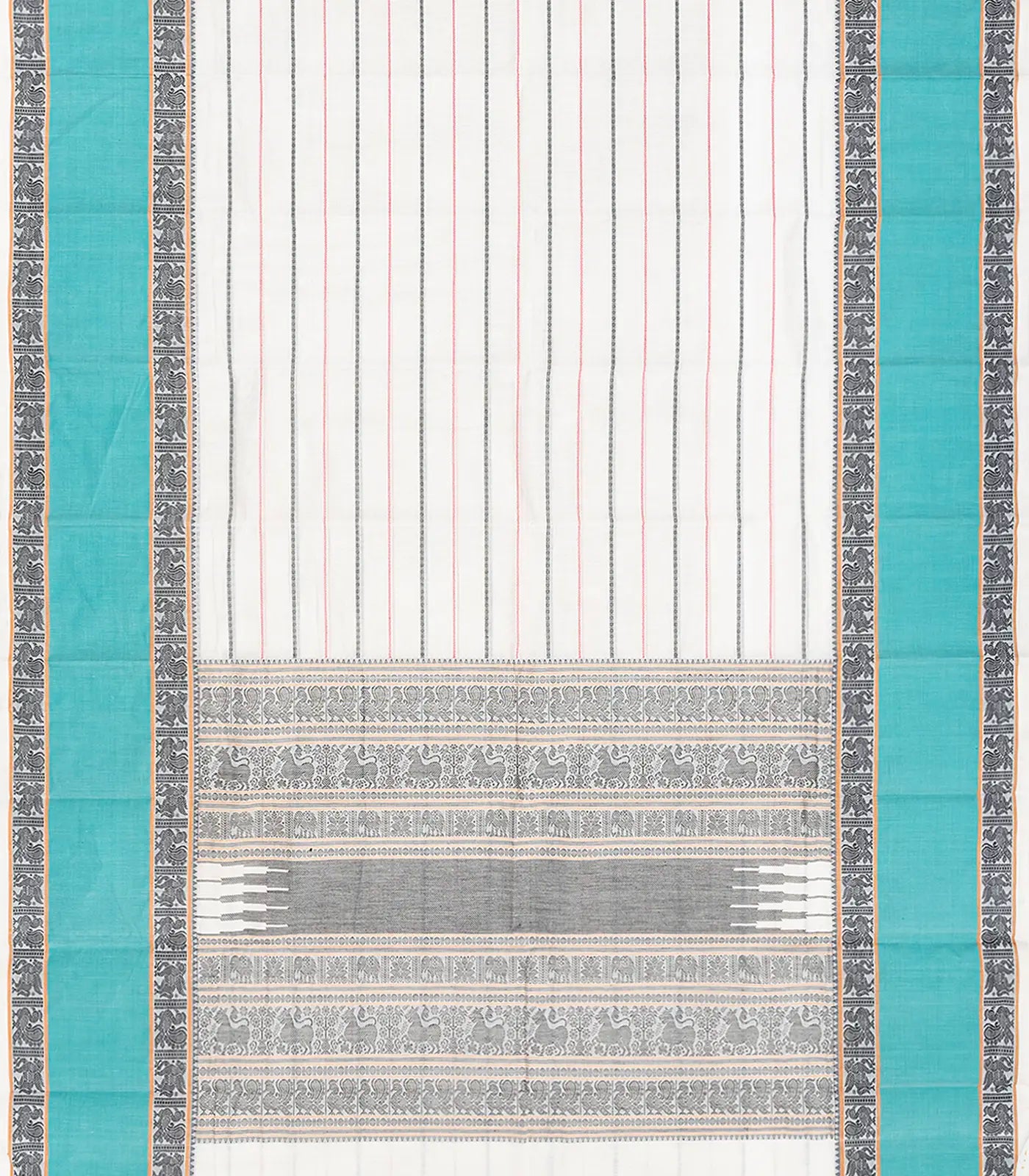 RmKV Off White Handloom Kanchi Cotton Saree With Stripes-Off White - view 2