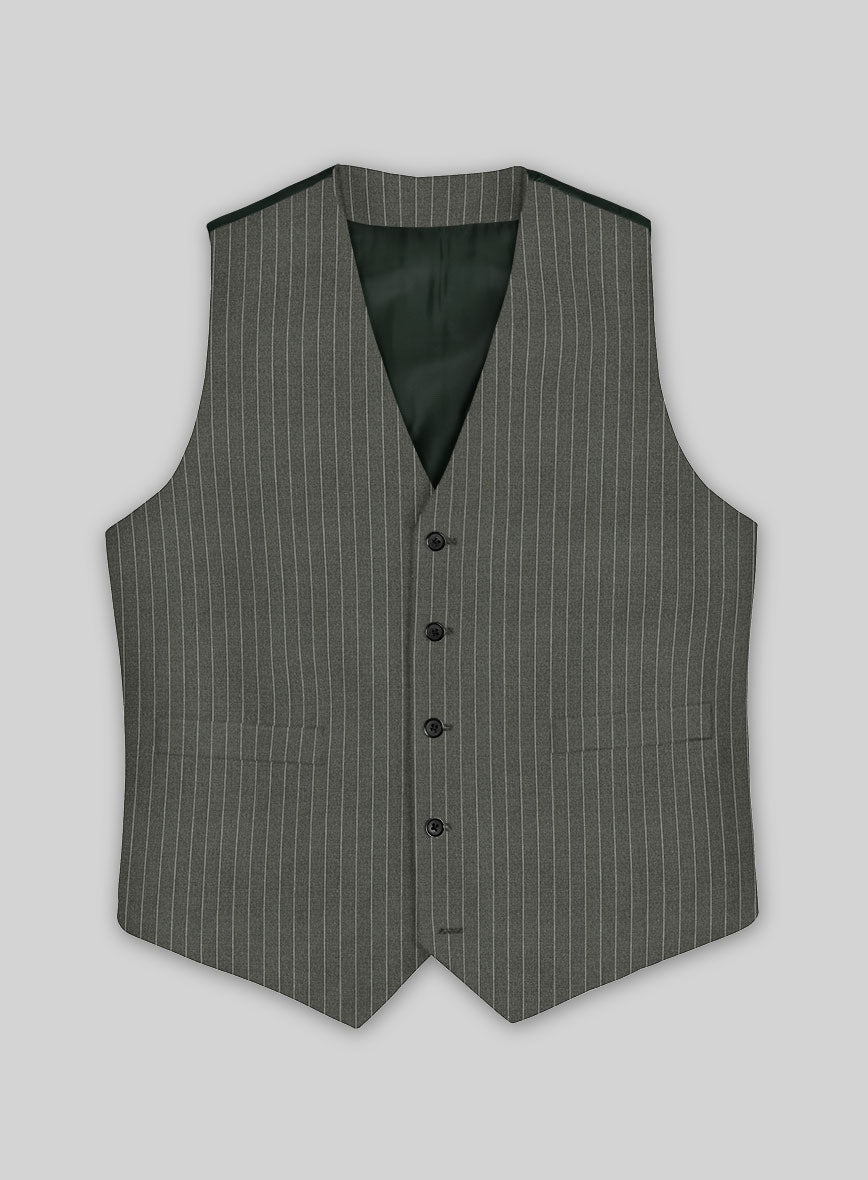 StudioSuits Olive Green Pinstripe Waist Coat