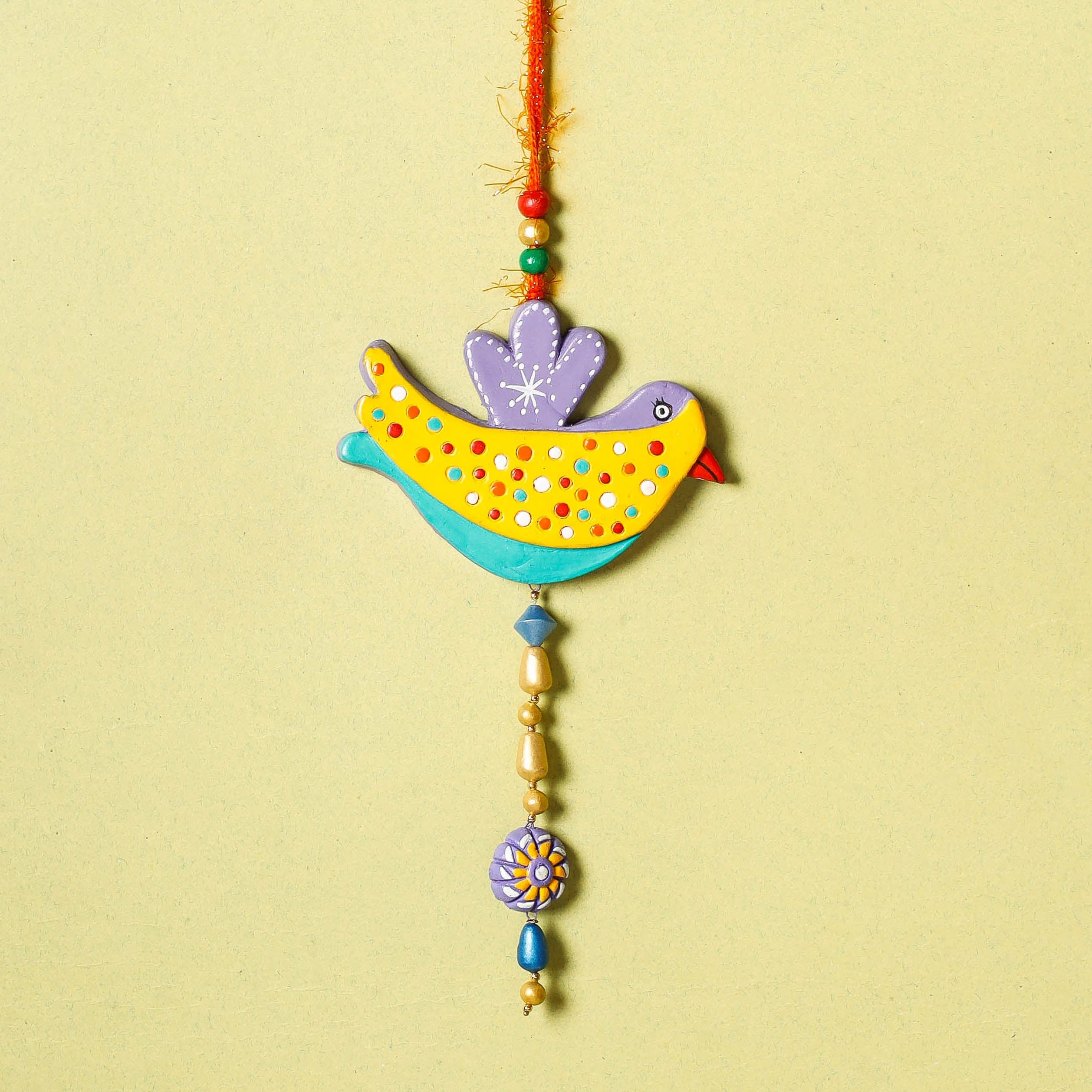 KHUSHBASH - HAPPY LOOM OF EAST Bird - Bishnupur Handpainted Terracotta Wall Hanging - view 2
