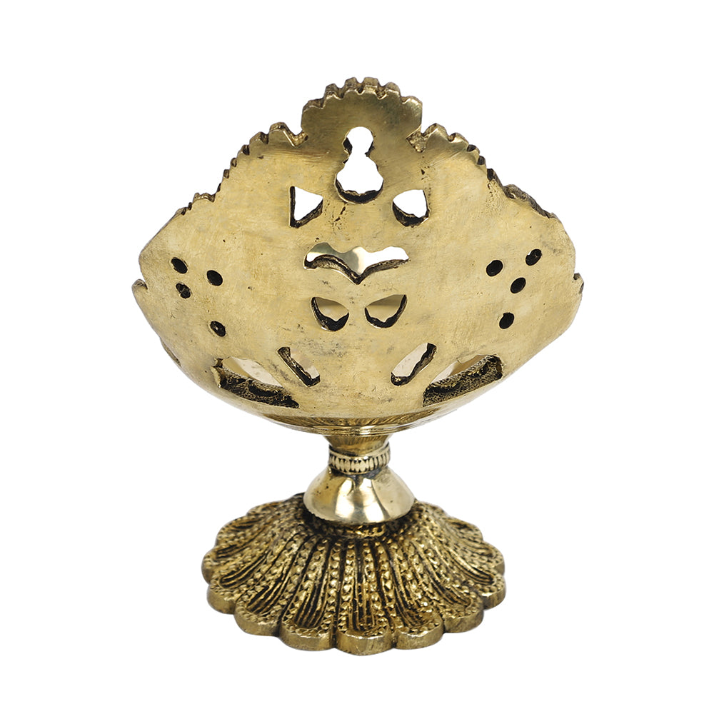 BAMBOO TREE JEWELS Antique Brass Metal Handcrafted Diya Lamp (3.6 x 3.6 in) - view 5