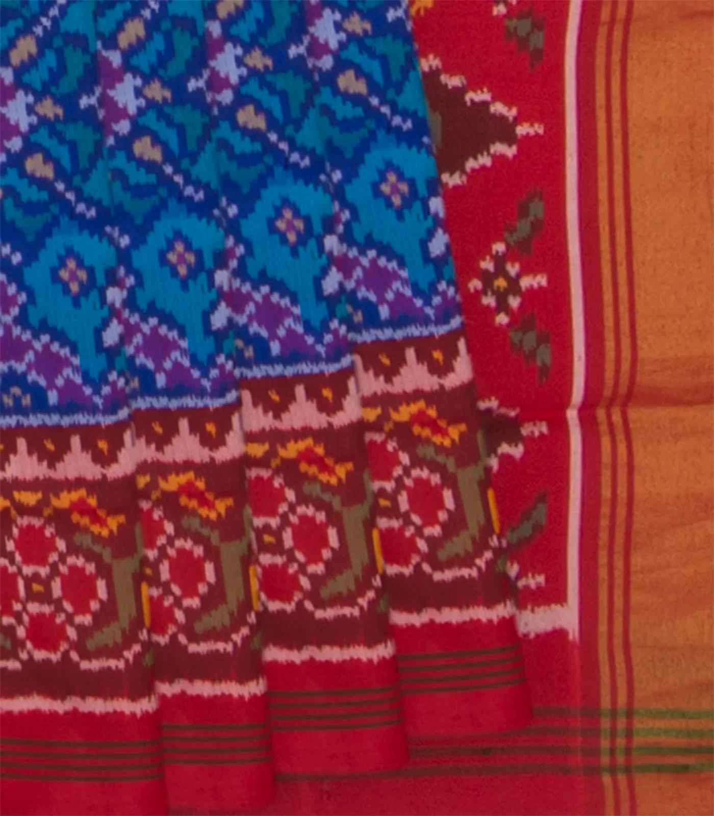 RmKV Blue Handwoven Ikat Silk Saree-Blue – Women's