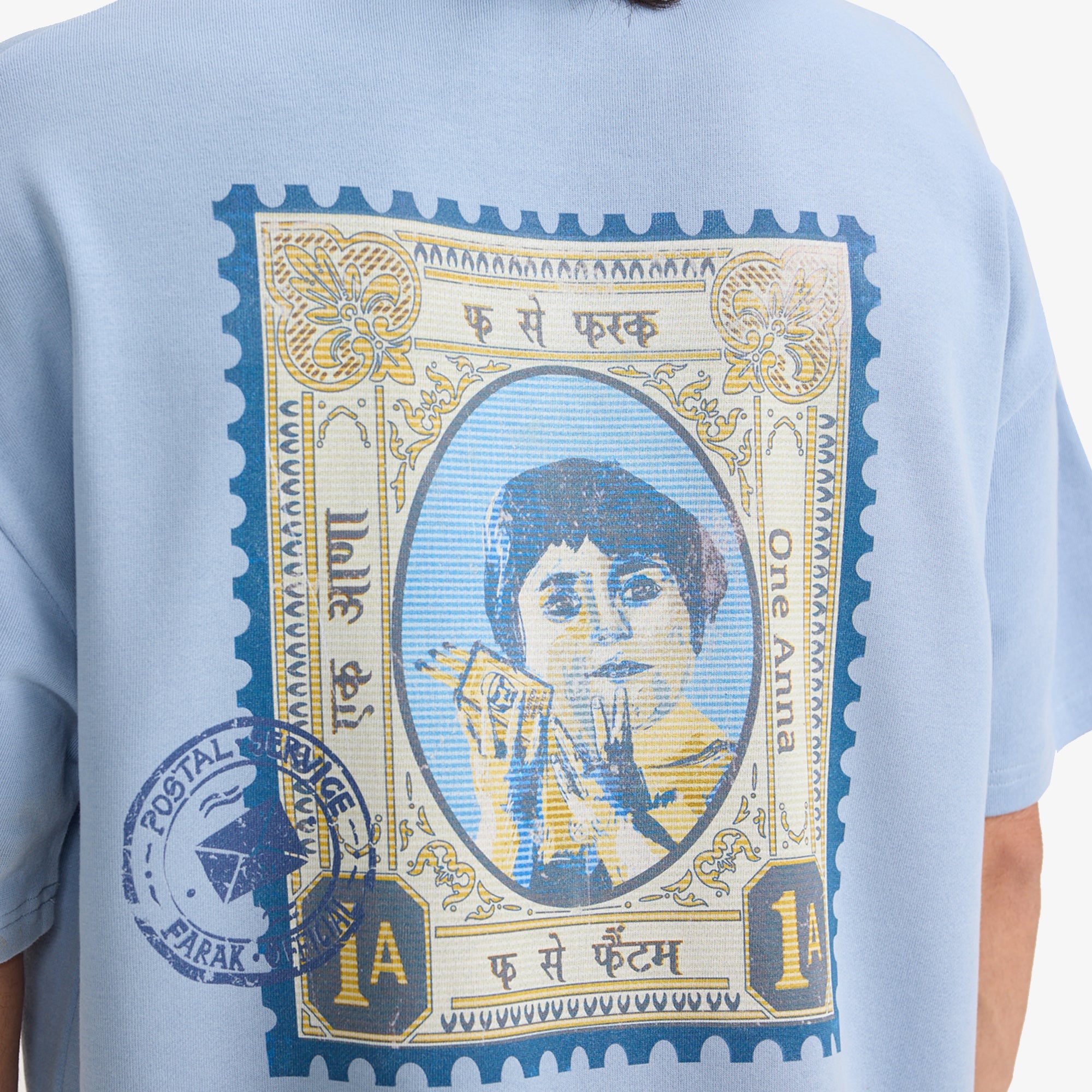 F A R A K | F Se Farak Stamp T-shirt { Blue/blue - view 5