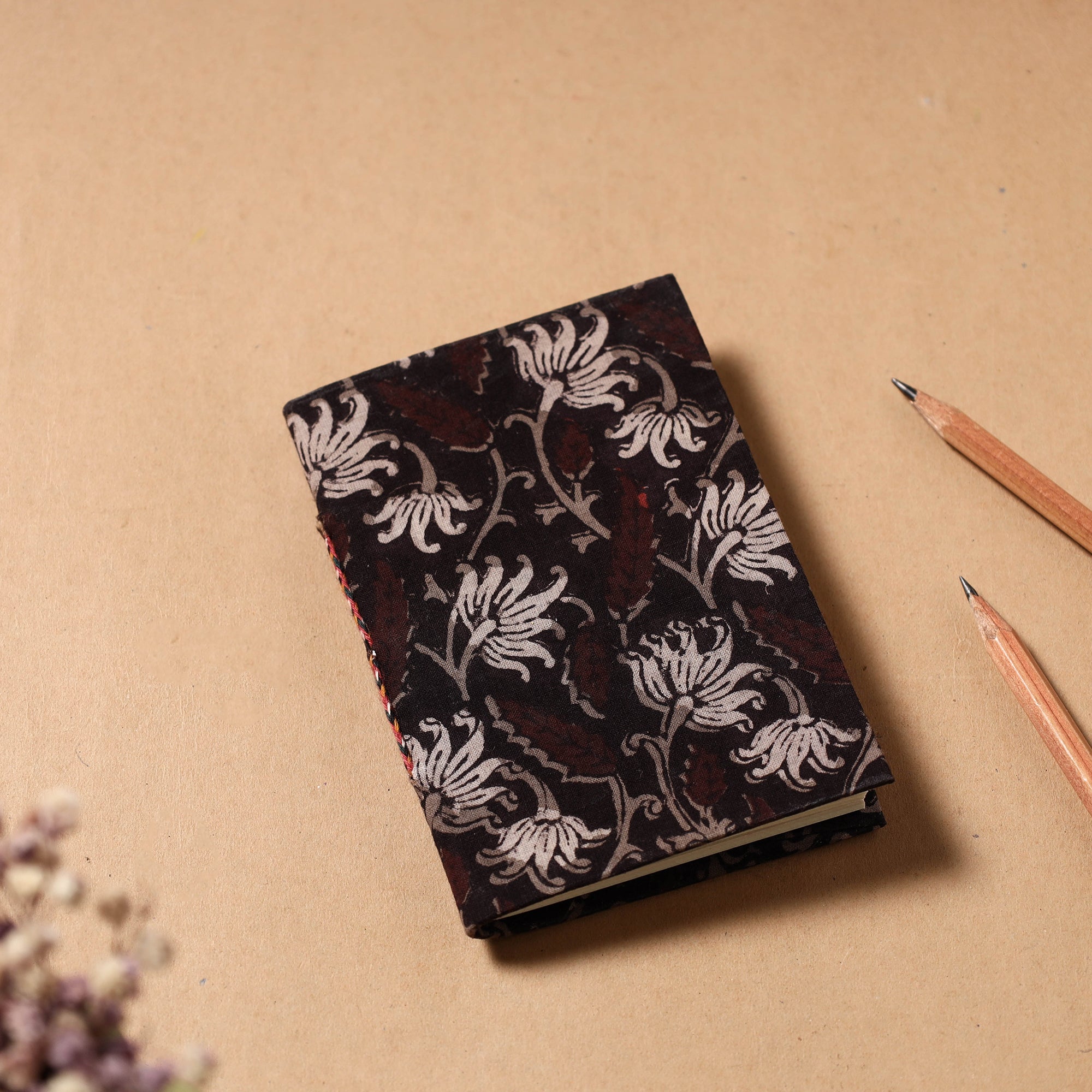BINDAAS UNLIMITED Black - Bagru Fabric Cover Handmade Paper Notebook (5 x 3.5 in)