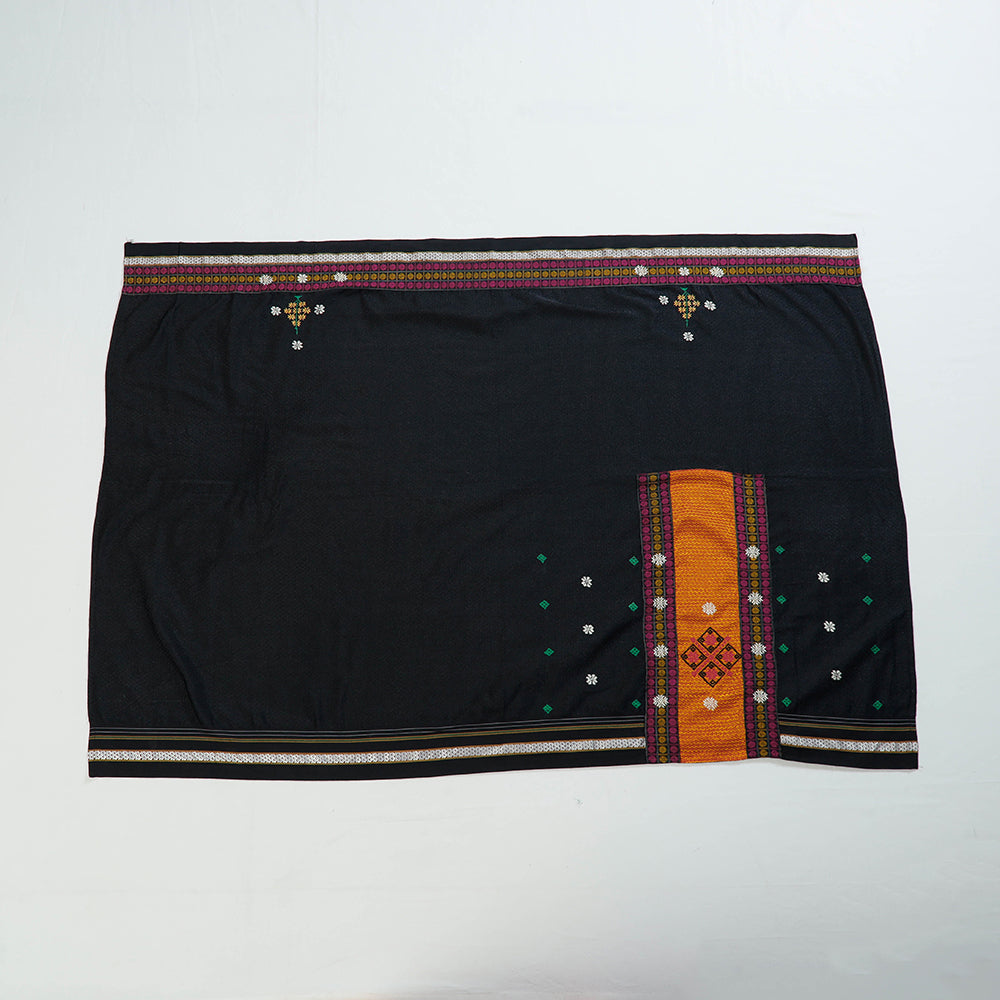 ITOKRI CRAFTS INITIATIVE Black - Kasuti Embroidery Khun Silk Cotton Blouse Piece 79 - view 2