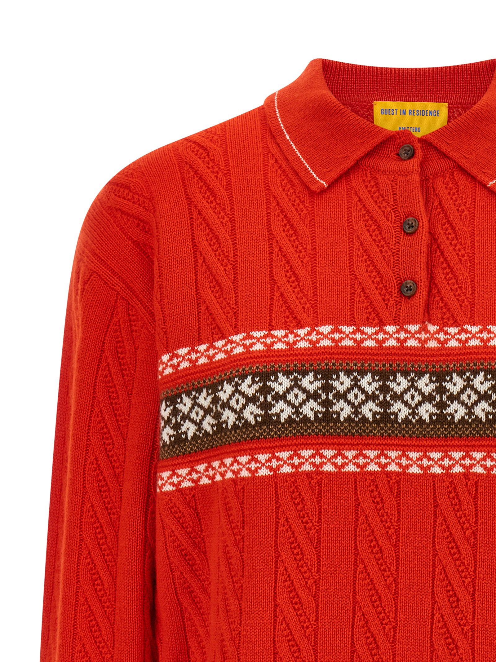 Guest In Residence Cable Collegiate Polo Sweater - view 3