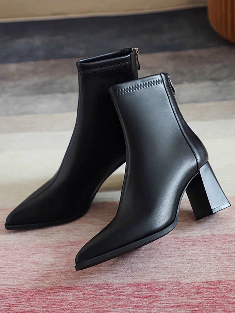 Alamode By Akanksha Noelia Short Leather Pointed Ankle Boots - view 2