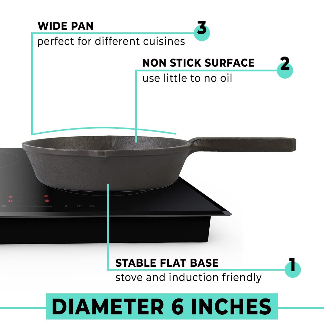 The Better Home Pre Seasoned Cast Iron Fry Pan | Induction Base & Non Stick Pan | Durable Cast Iron Cookware | Non Stick Cookware & Deep Frying Pan | - view 2