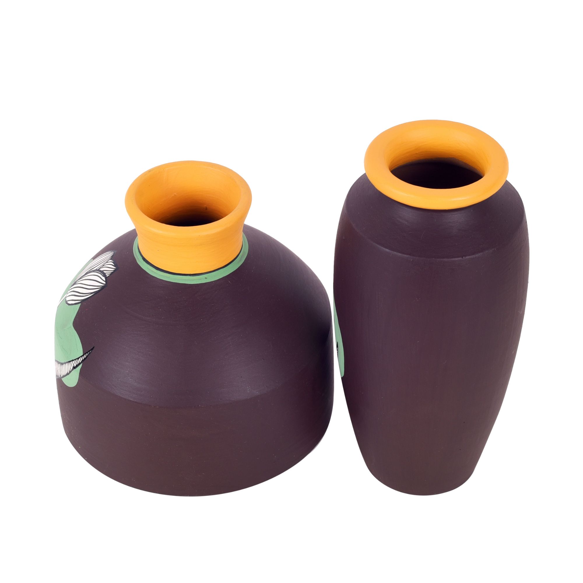ART CREATIONS BY SUMAN SONTHALIA Autumn Hues Terracotta Vases (Set of 2) (Large - 5x5x5, Small - 3x3x6) - view 3