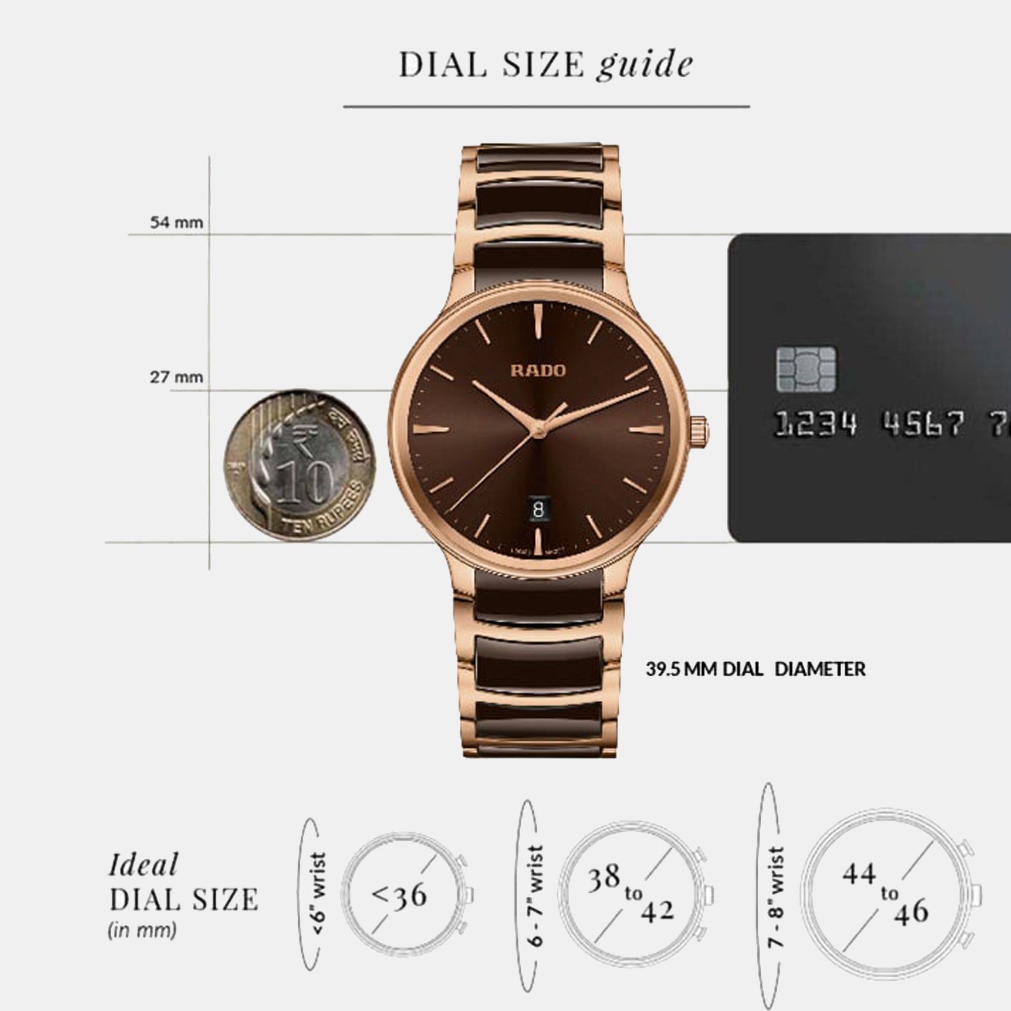 Rado Centrix Unisex Quartz Brown Dial Analog Stainless Steel Watch R30023302 - view 5