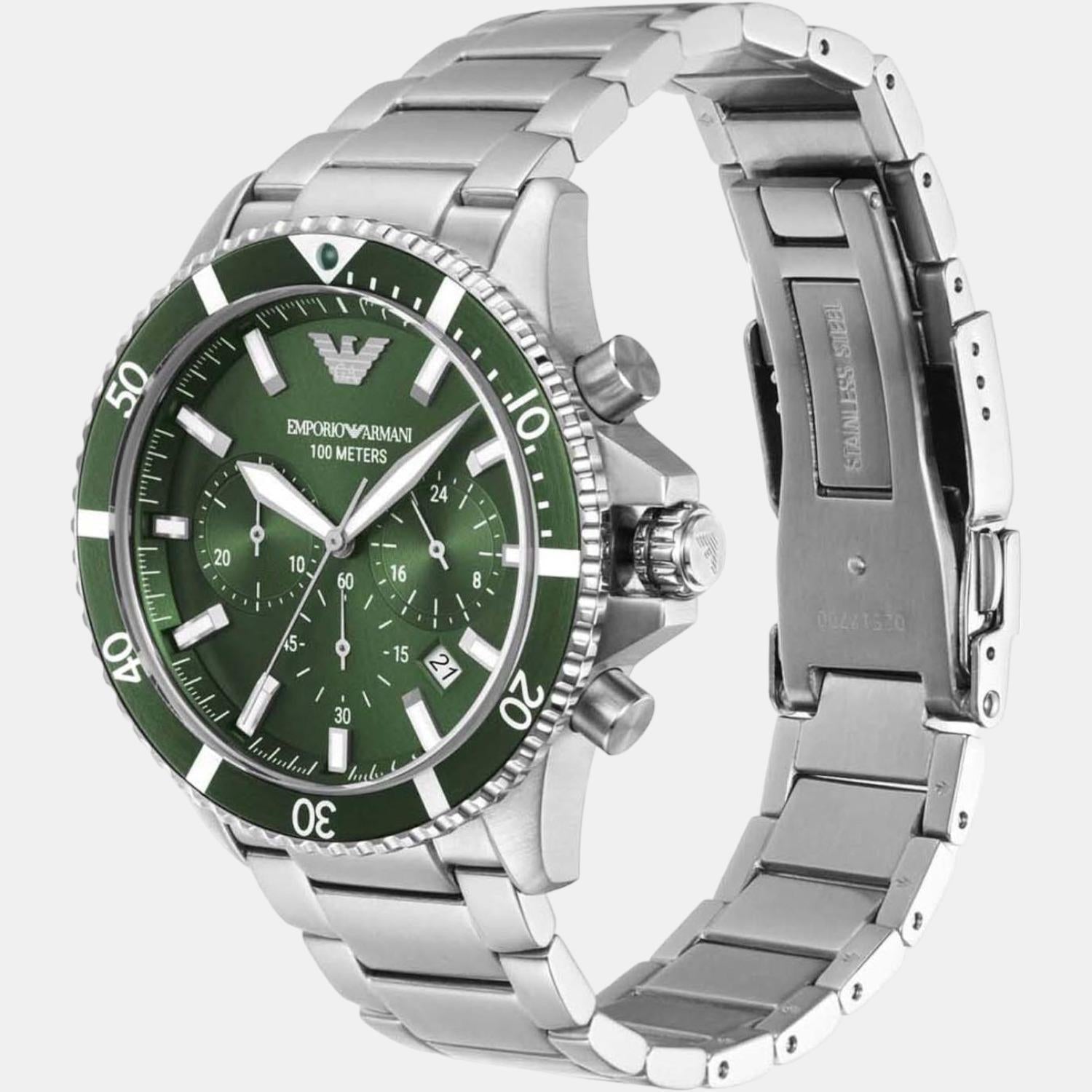 Emporio Armani Helios (World Explorer) Men Quartz Green Dial Chronograph Stainless Steel Watch AR11500 - view 4