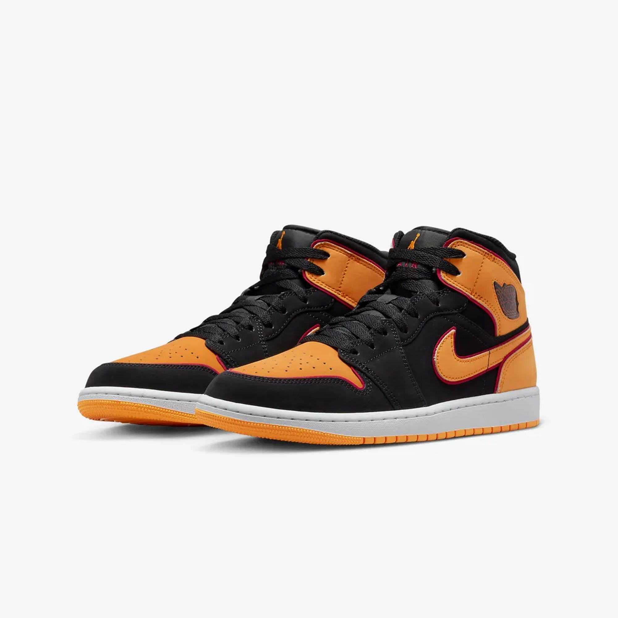 Jordan | AIR JORDAN 1 MID SE { BLACK/VIVID ORANGE-CARDINAL RED-WHITE