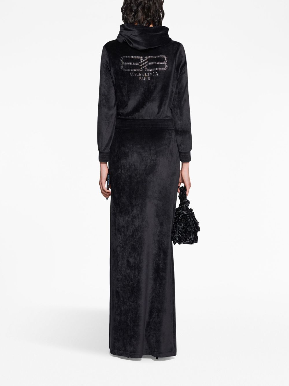 Balenciaga Crystal embellished velvet zip-up hoodie - view 2
