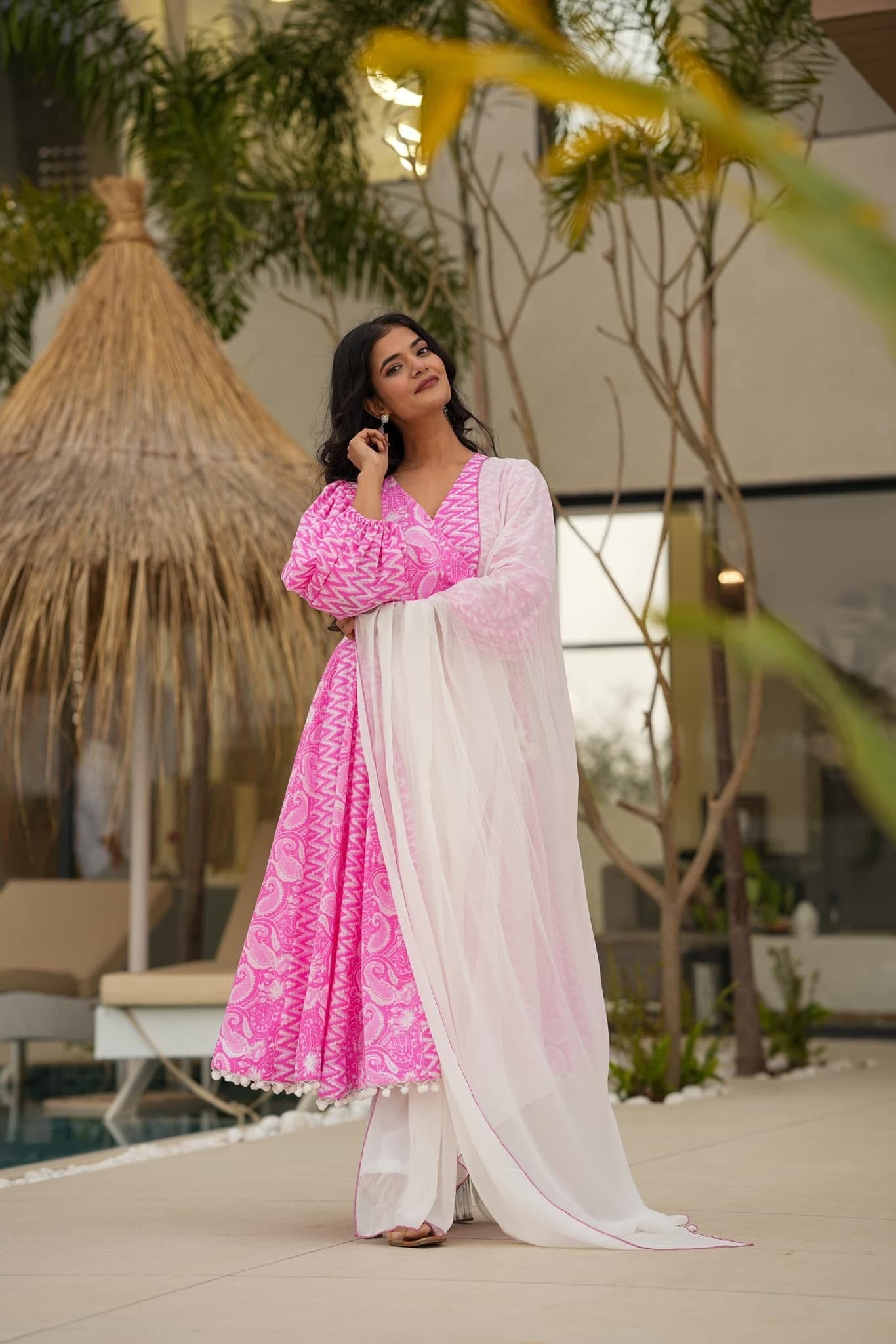 Idaho-o Ocean pink cotton suit set
