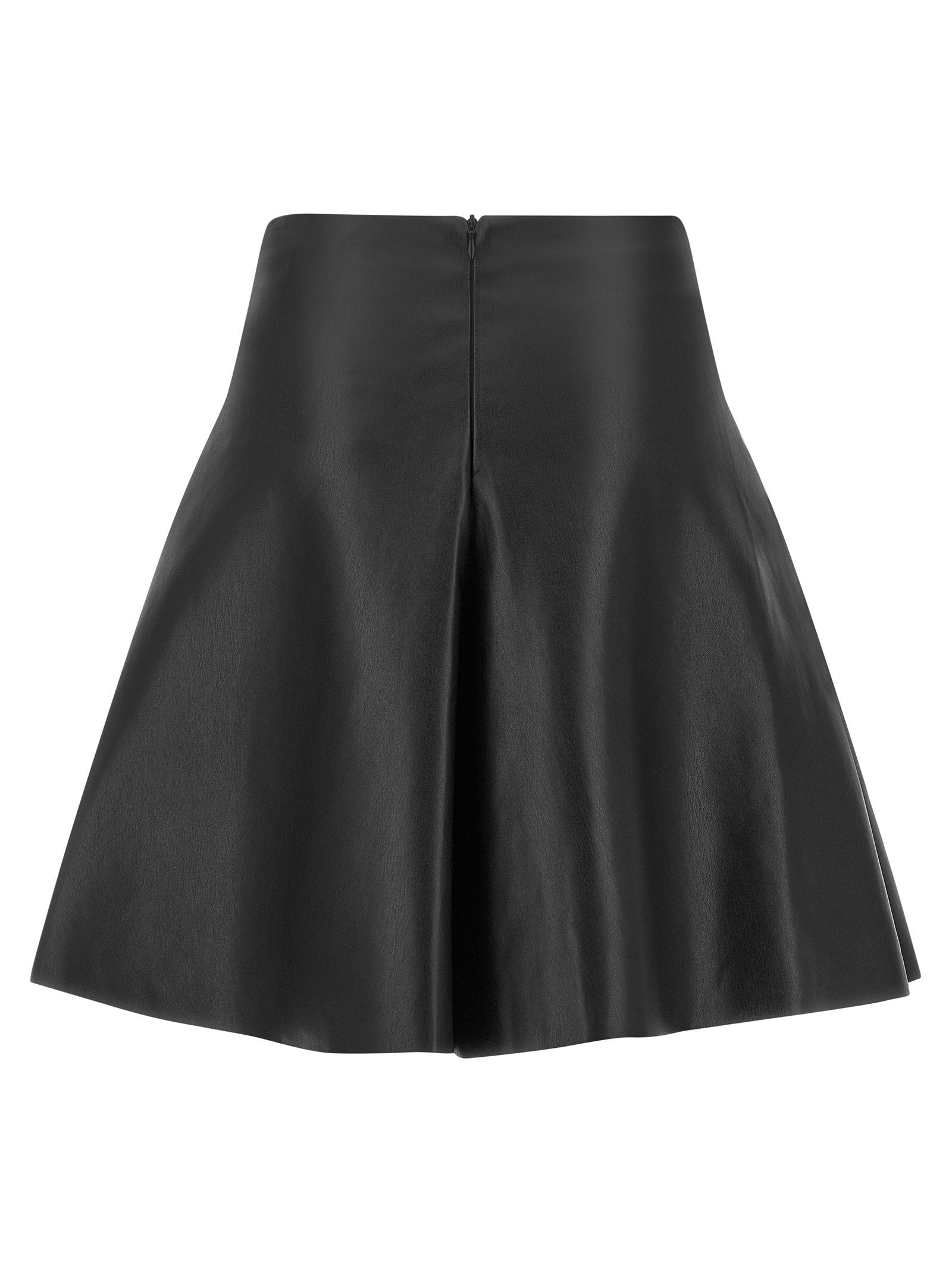 Nude Eco-leather Full Skirt - view 2