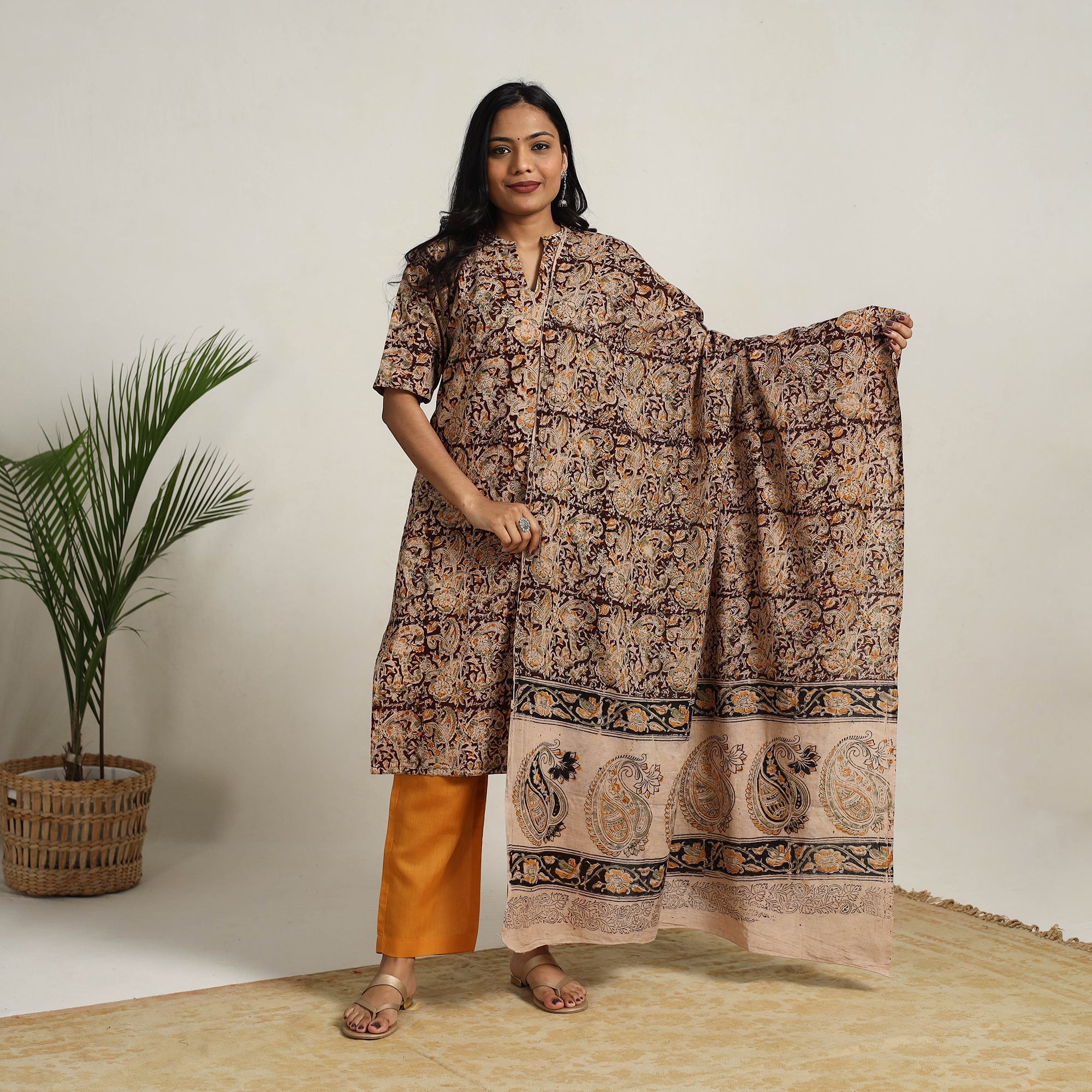 ITOKRI CASUALS Brown - Block Printed Cotton Kalamkari Kurta Set 24 - view 2