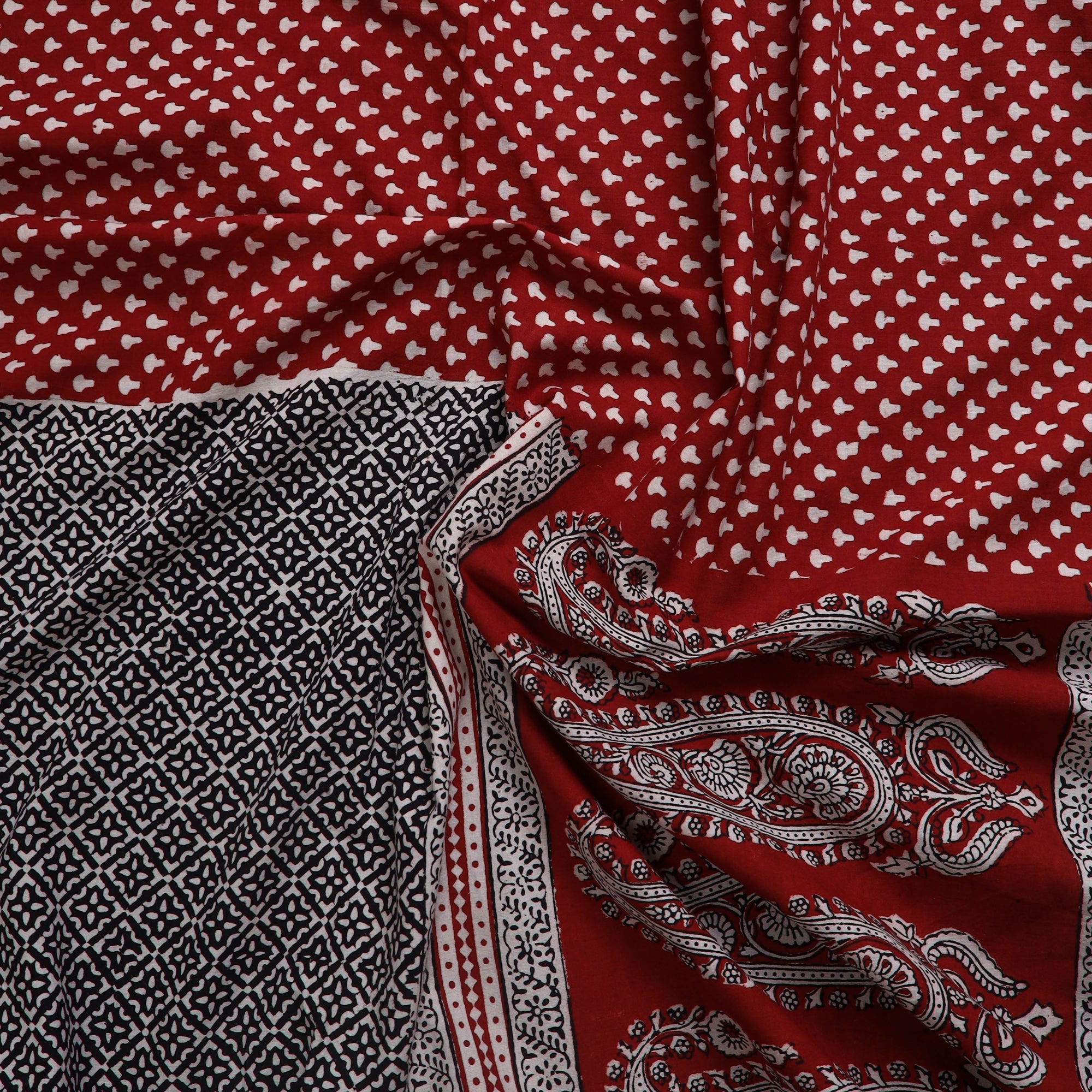BAGH PRINTS BY MOHAMMED BILAL KHATRI Black - Natural Dyed Cotton Bagh Print Kurta Material (2.2 m) 11 - view 2