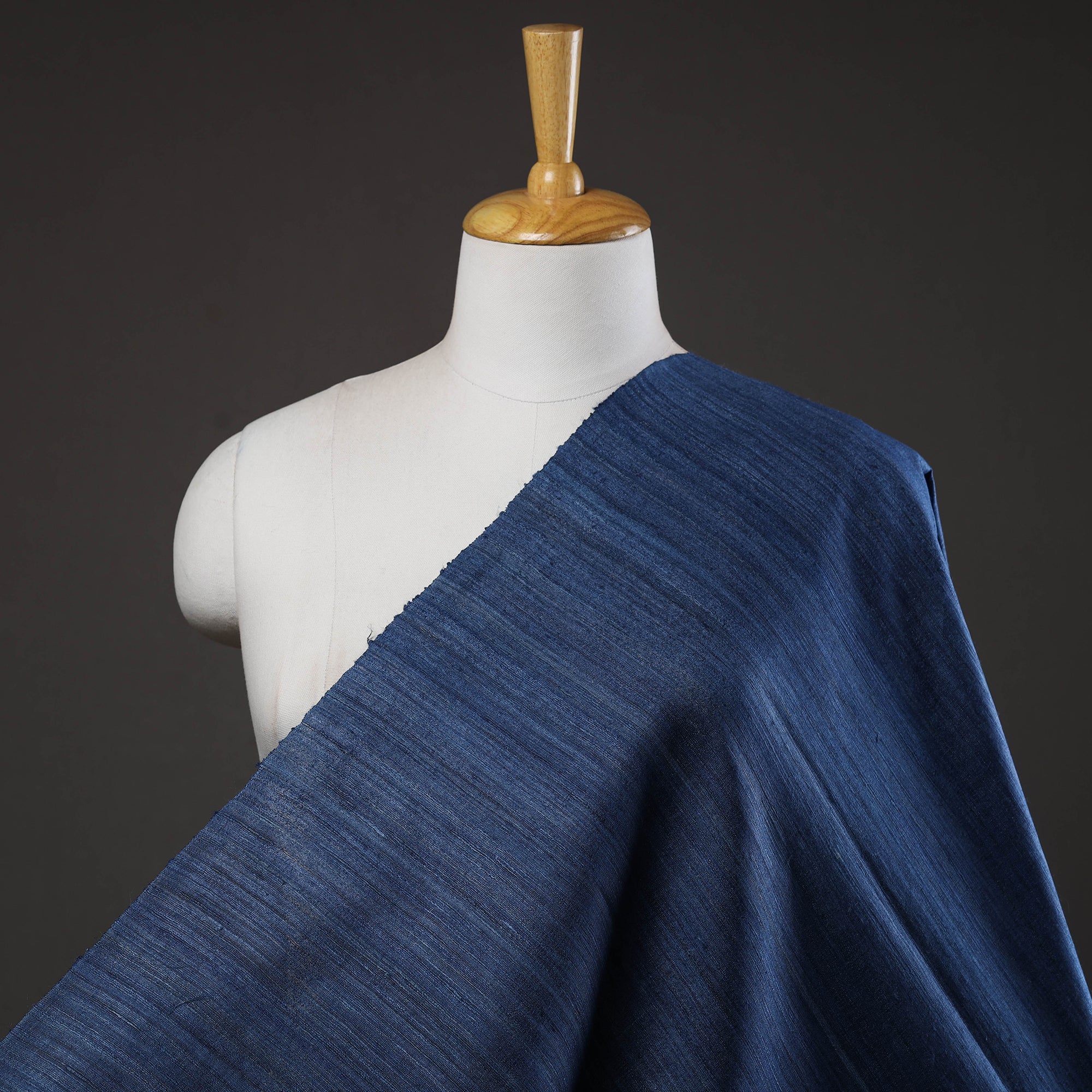 ITOKRI CRAFTS INITIATIVE Blue - Bhagalpuri Handwoven Pure Desi Tussar Silk Fabric 17