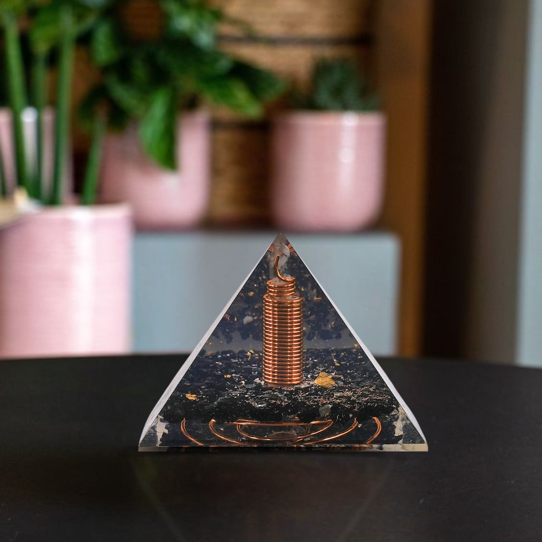 Gemsmantra Black Tourmaline Orgonite Pyramid - view 2