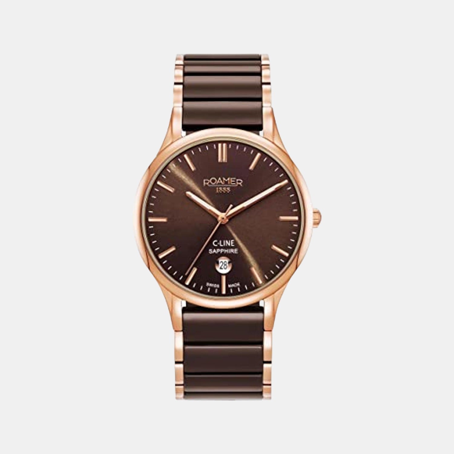 Roamer C-Line Men Quartz Brown Dial Analog Ceramic Watch 658833 49 65 63
