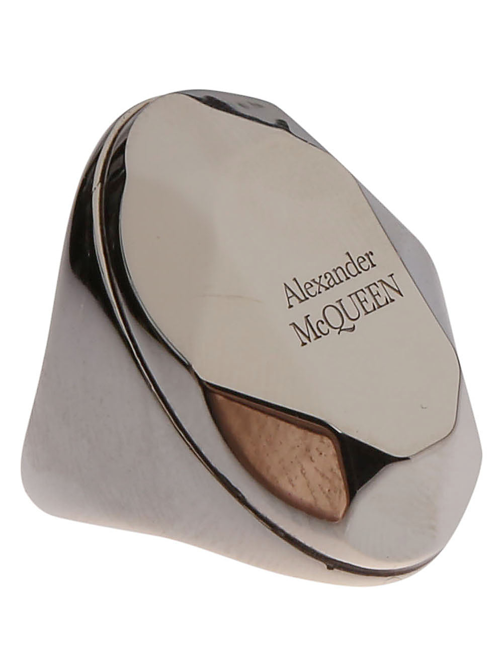 Alexander McQueen The Faceted Stone Ring – Brass 100%