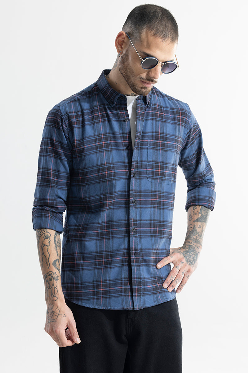 SNITCH Tartan Twist Blue Checks Shirt