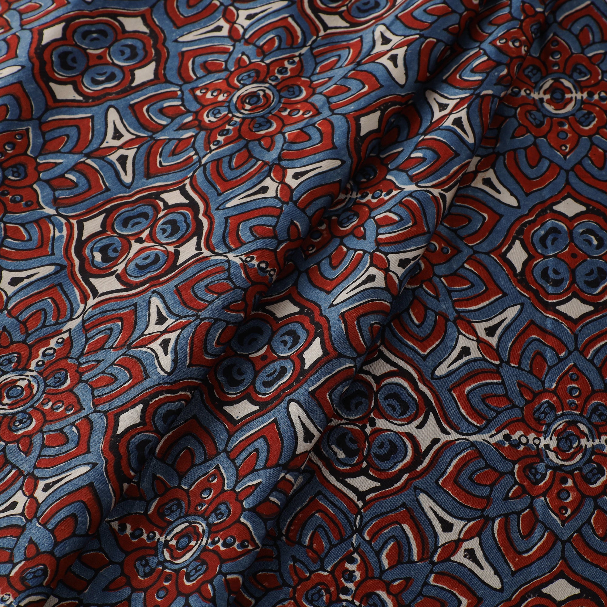 AJRAKH BY JABBAR KHATRI Blue - Ajrakh Block Printed Modal Silk Fabric from Kutch 20 - view 2