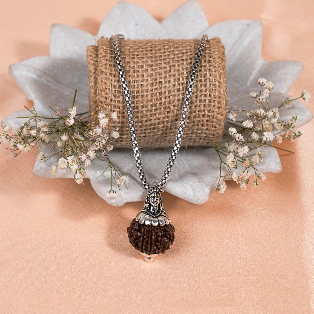 Prinjal Jewellers Adiyogi Pendant (10 Mukhi Nepali Rudraksha) With Chain - view 2