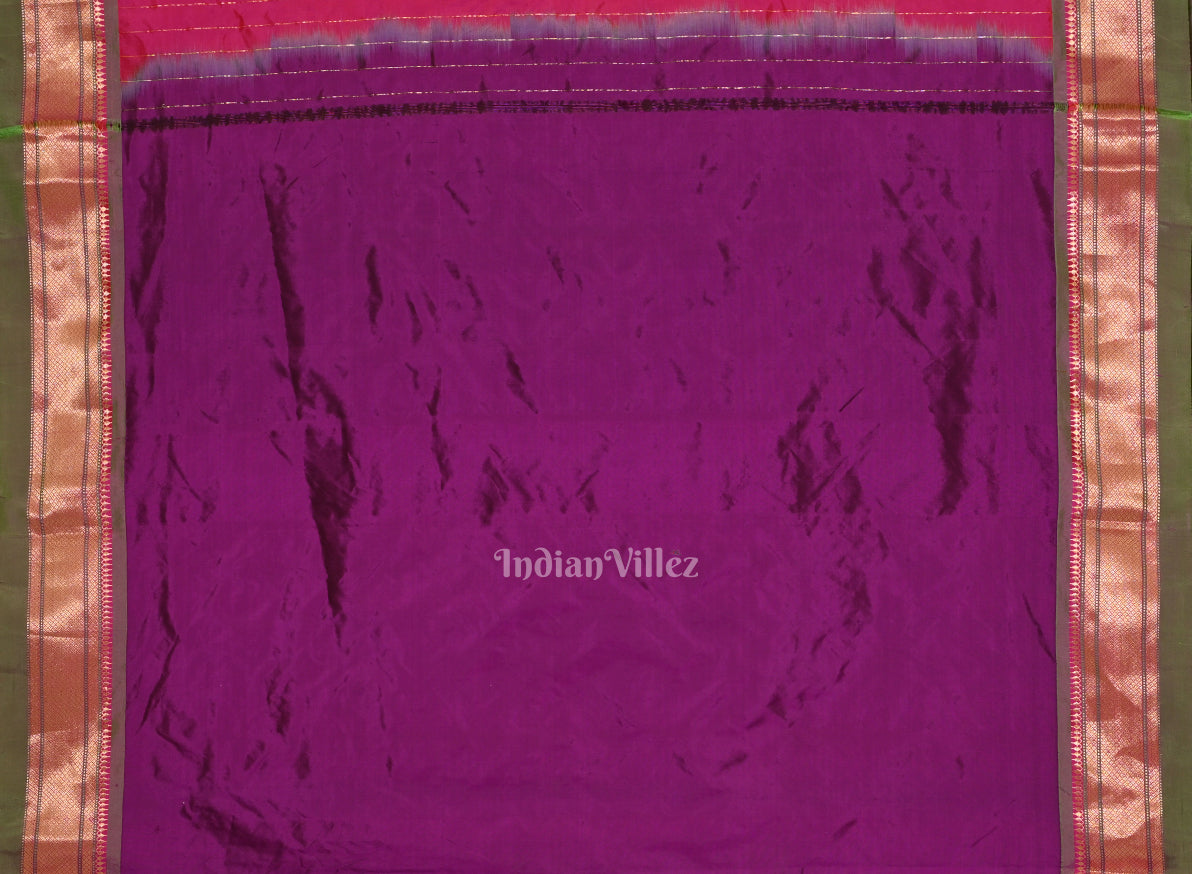 IndianVillèz Purple Peacock Butti Paithani Silk Saree - view 5