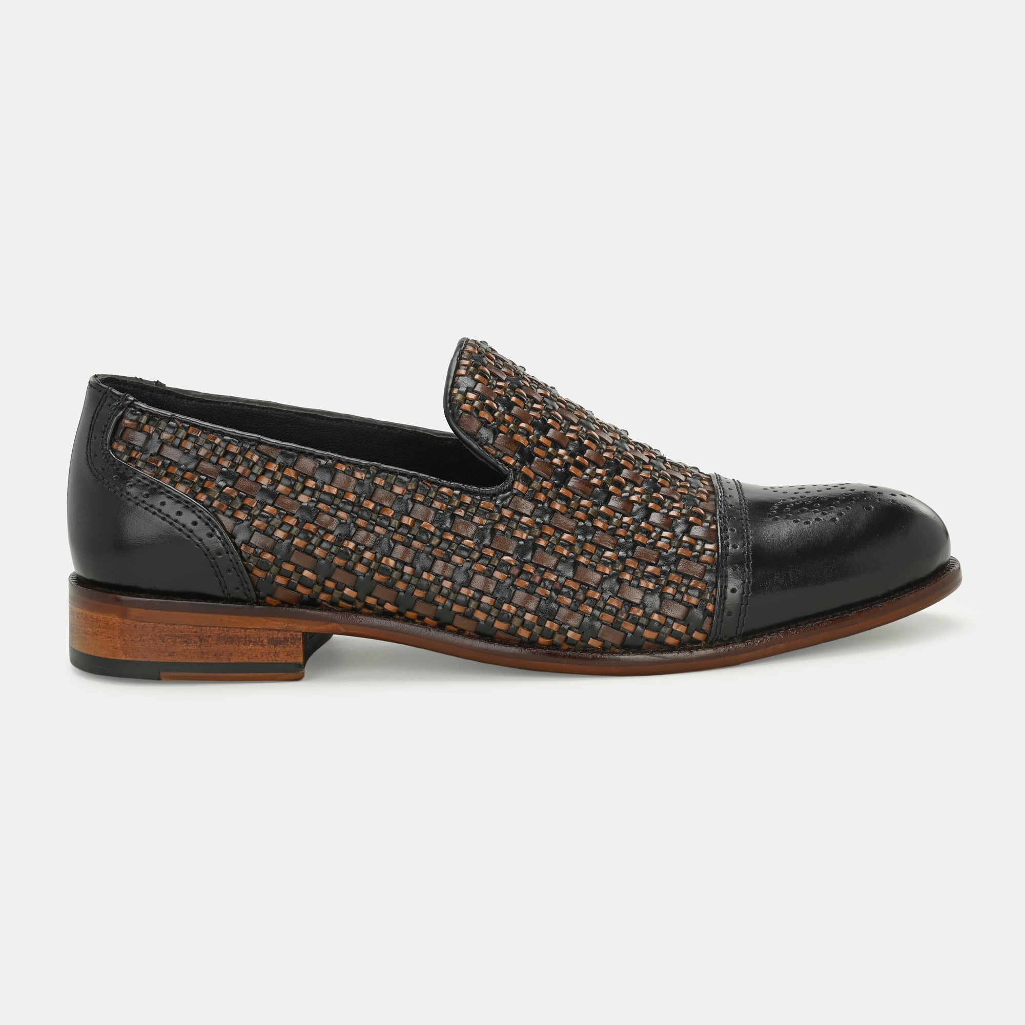 Black Semi Brogue Loafers by Lafattio - view 2