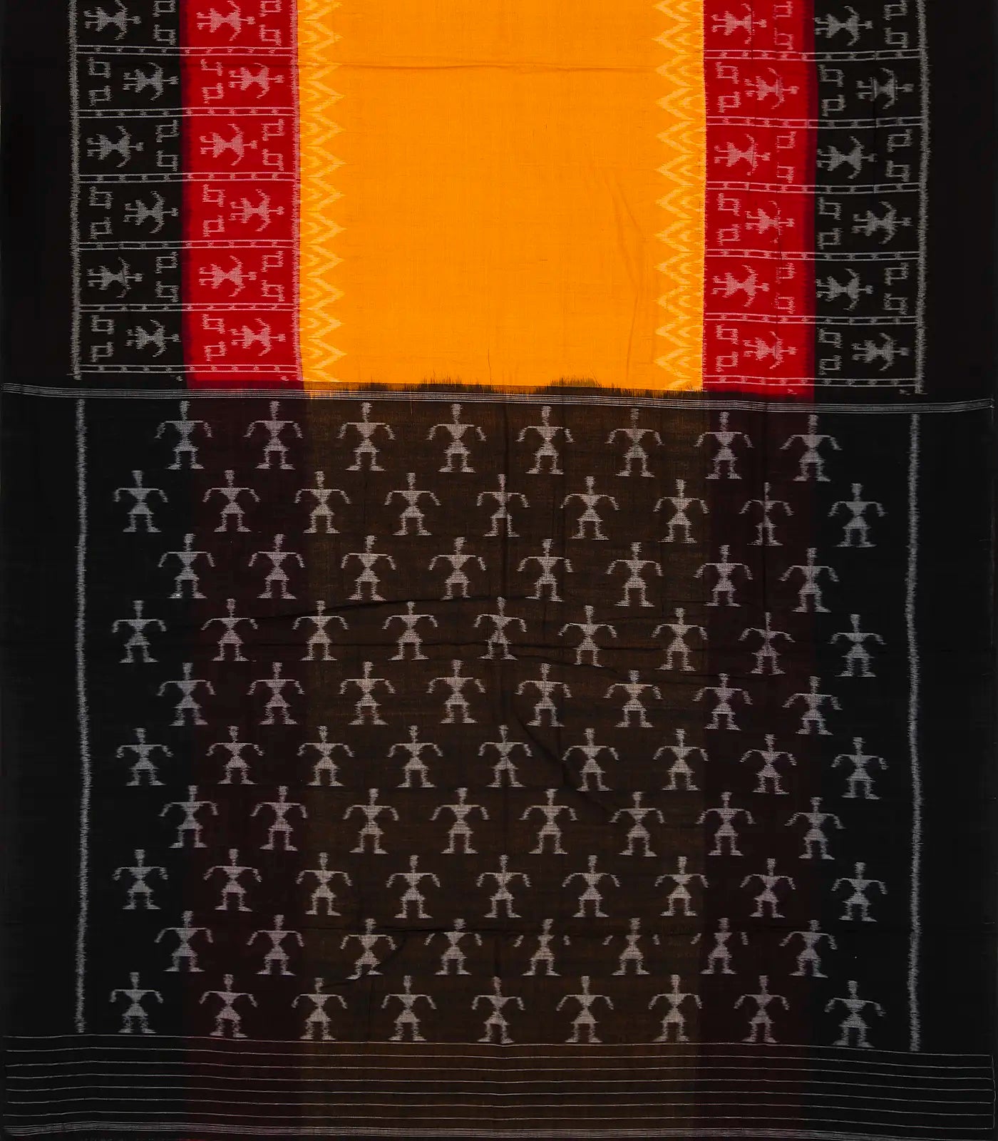 RmKV Mustard Handloom Orissa Cotton Saree With Tie & Dye Tribal Motifs - view 2