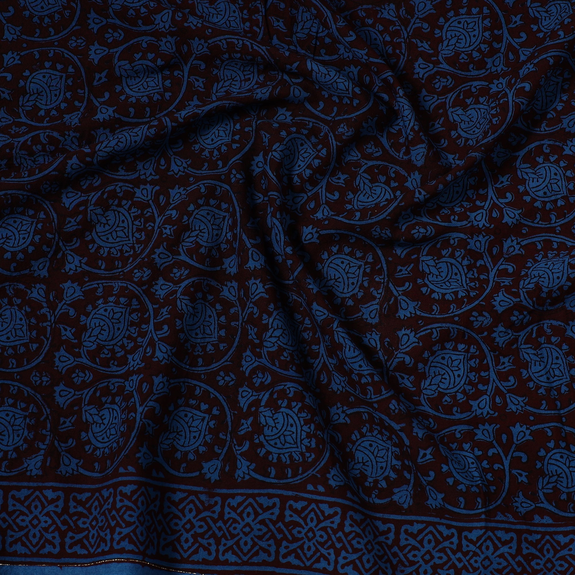 BAGH PRINTS BY UMAR FARUK KHATRI Black - Bagh Block Printed Cotton Precut Fabric (0.9 Meter) 58 - view 2