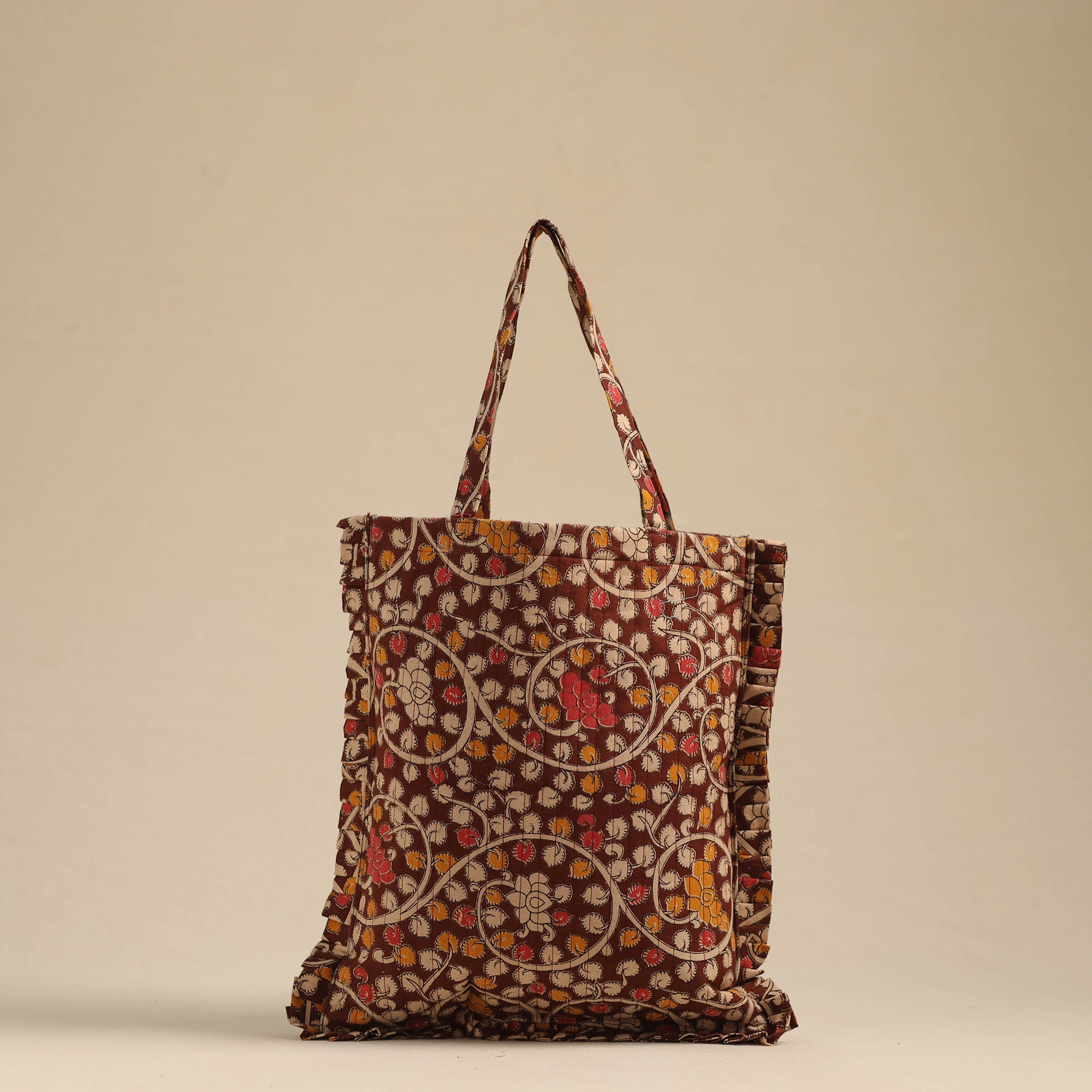 NOORI BAZAR Brown - Handcrafted Cotton Frill Jhola Bag 61