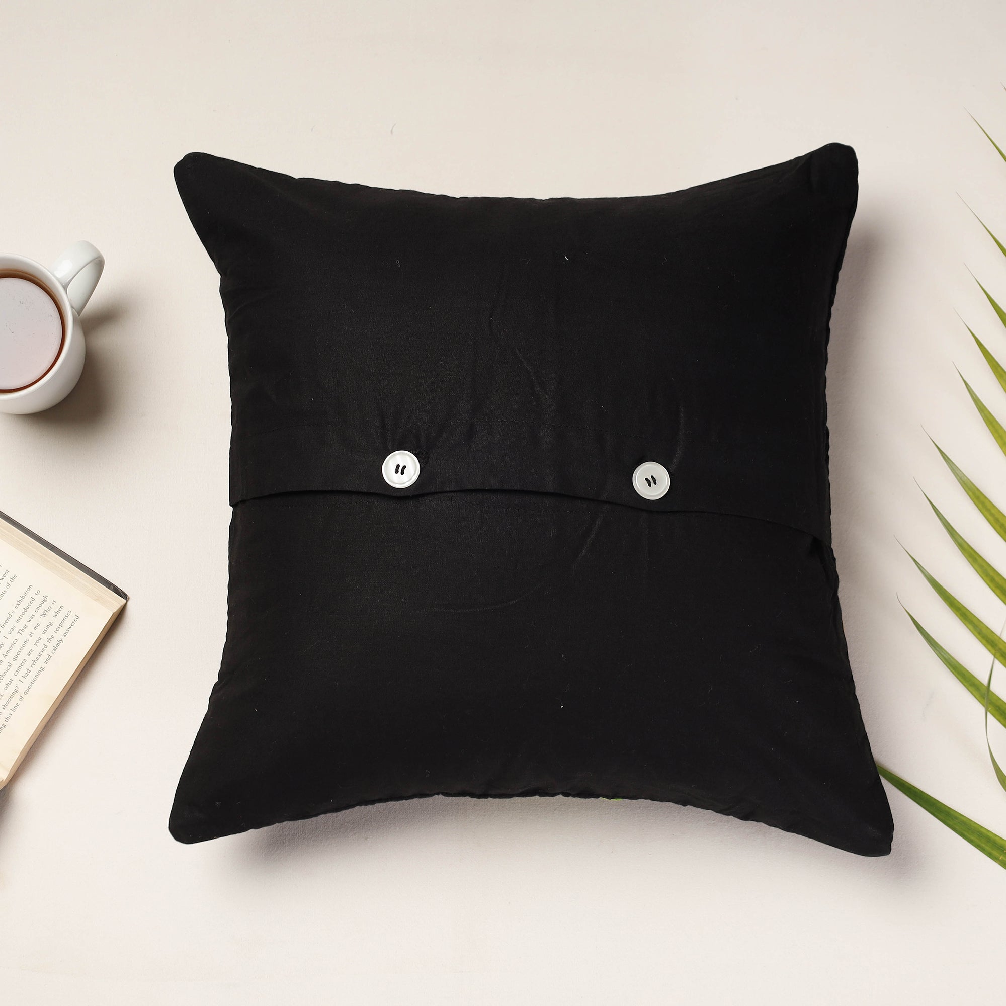 PURKAL STREE SHAKTI SAMITI Black - Applique Quilted Cotton Cushion Cover (16 x 16 in) - view 3