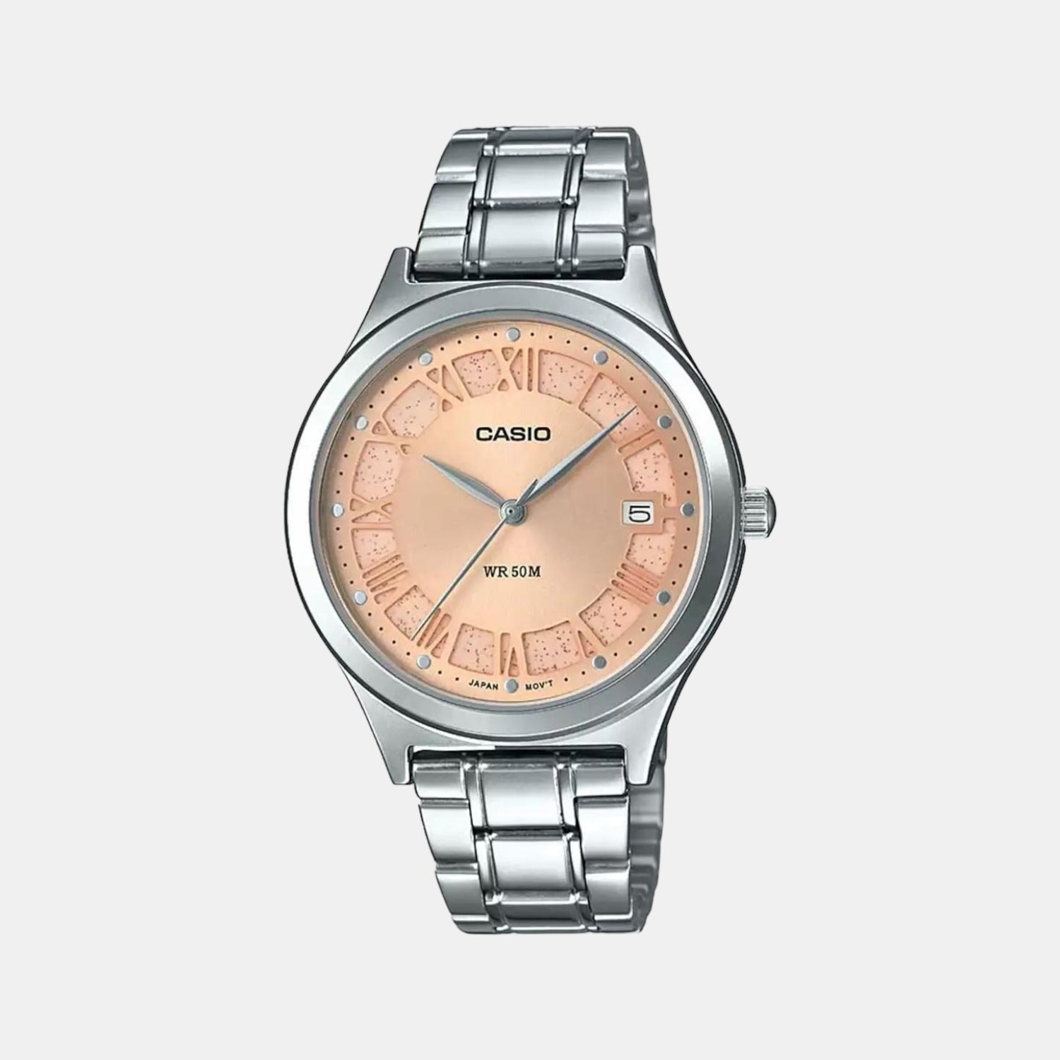 Casio Enticer Women Quartz Rose Gold Dial Analog Stainless Steel Watch A1590