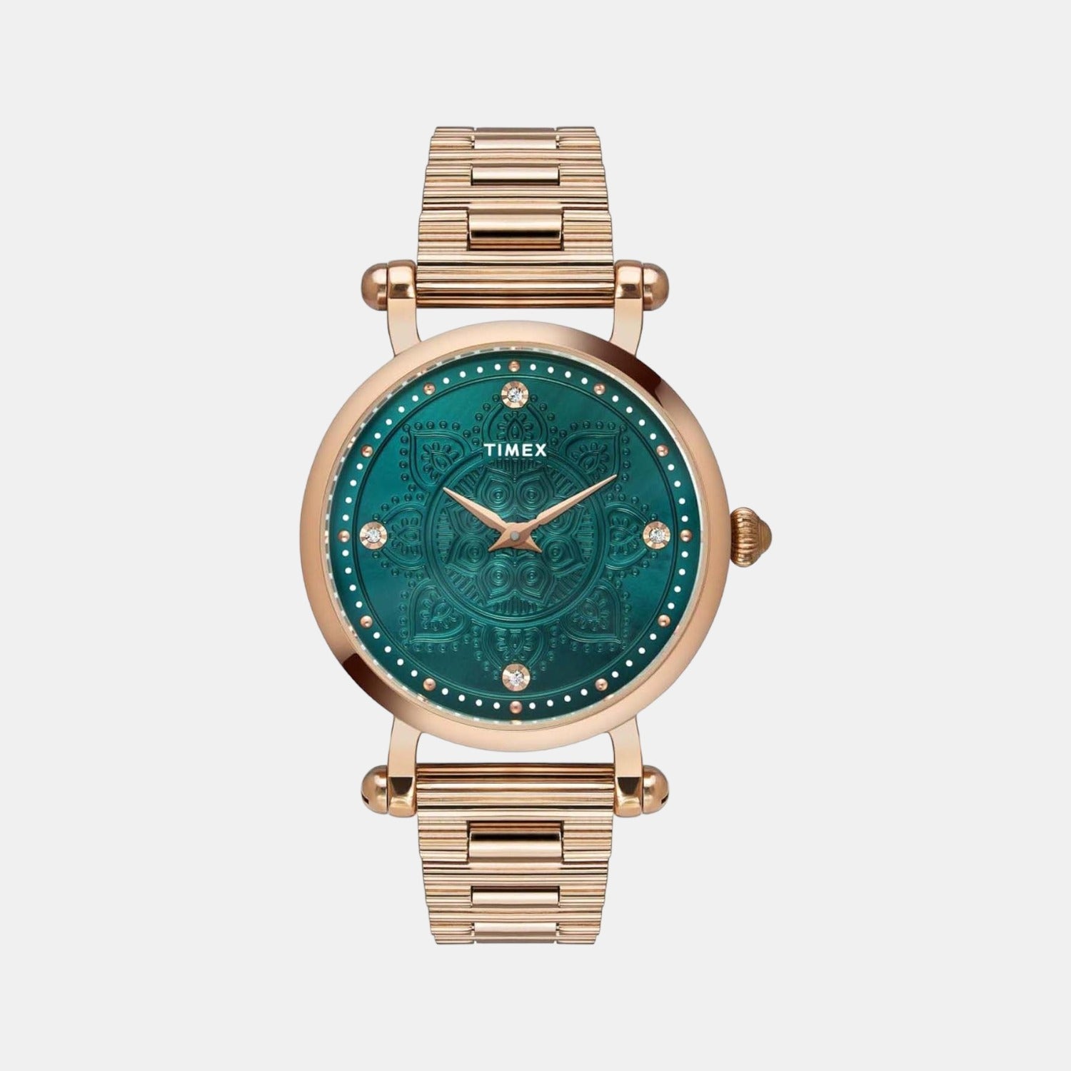 Timex Fria Women Quartz Green Dial Analog Stainless Steel Watch TWEL14303