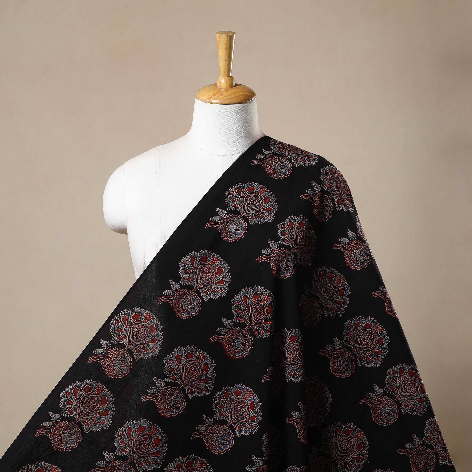 KACHCHH JI CHHAAP Black - Block Print Cotton Natural Dyed Ajrakh Fabric 66