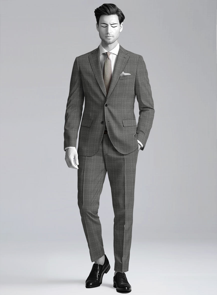 StudioSuits Napolean Porter Prince Of Wales Gray Wool Suit
