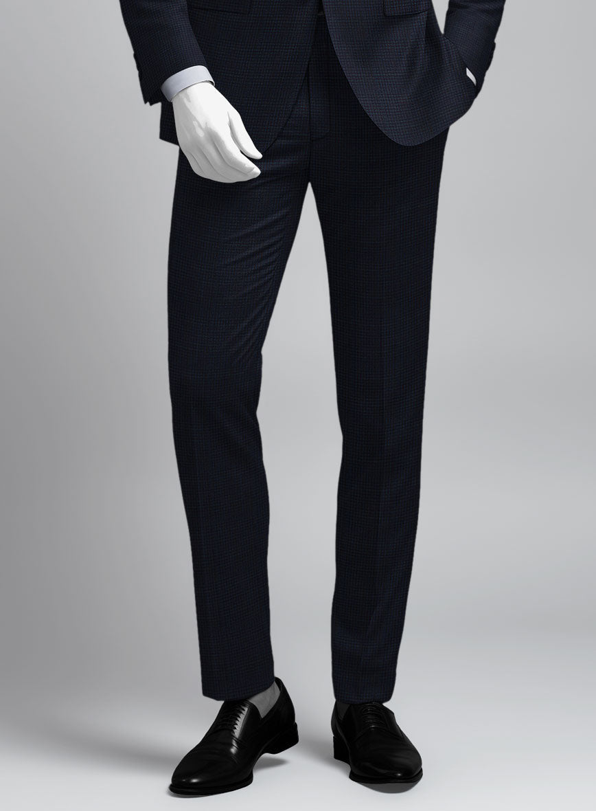 StudioSuits Napolean Alda Gingham Dark Blue Wool Pants - view 2