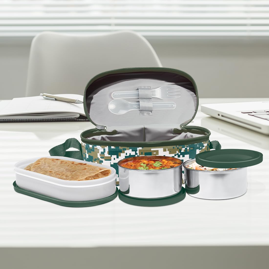 Milton Stainless Steel Executive Lunch Insulated Tiffin | 3 Stainless Steel Containers - view 5