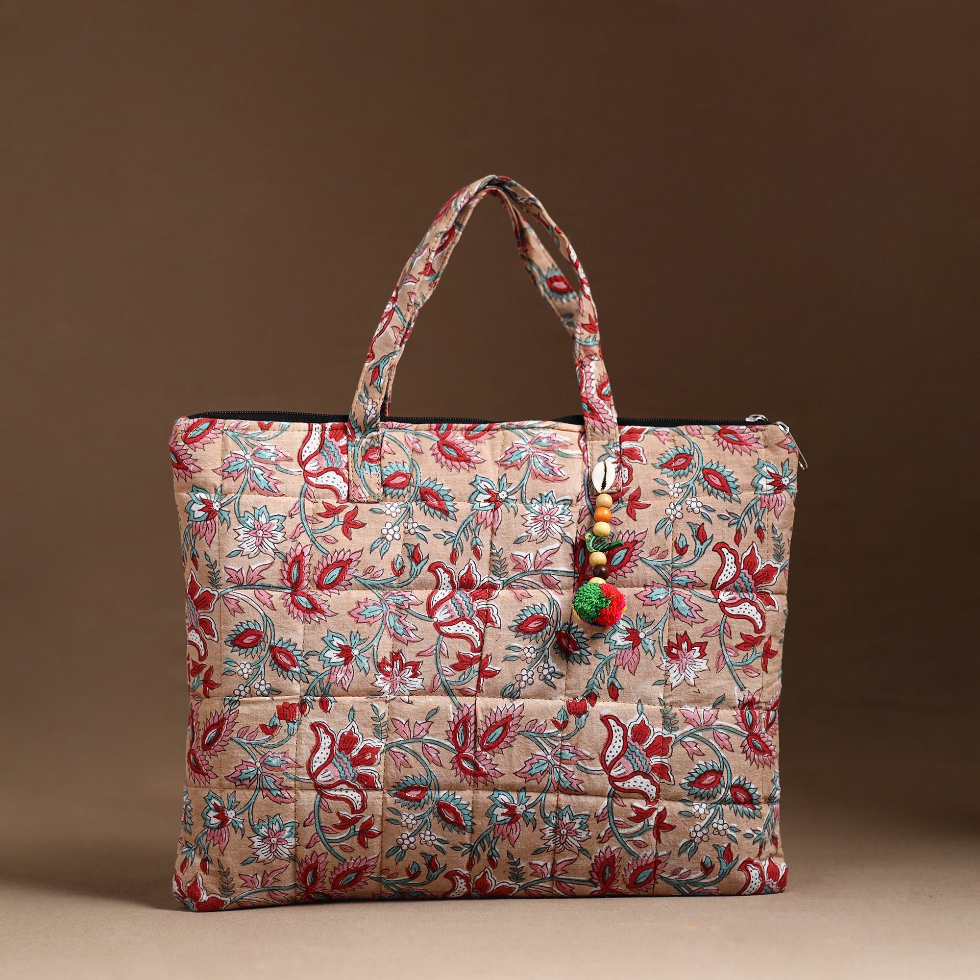NOORI BAZAR Beige - Handcrafted Quilted Cotton Hand Bag 36