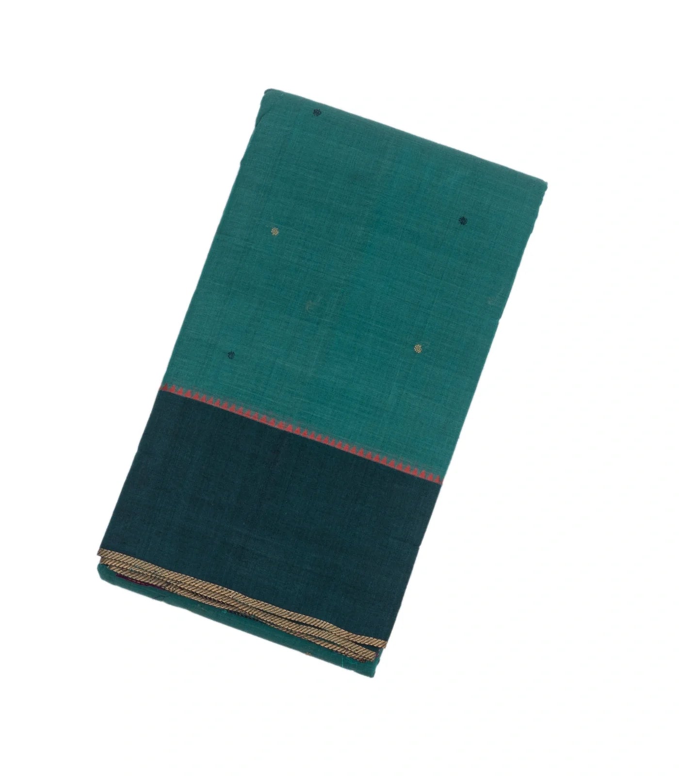 RmKV Cyan Handloom Kanchi Cotton Saree With Coin Buttas