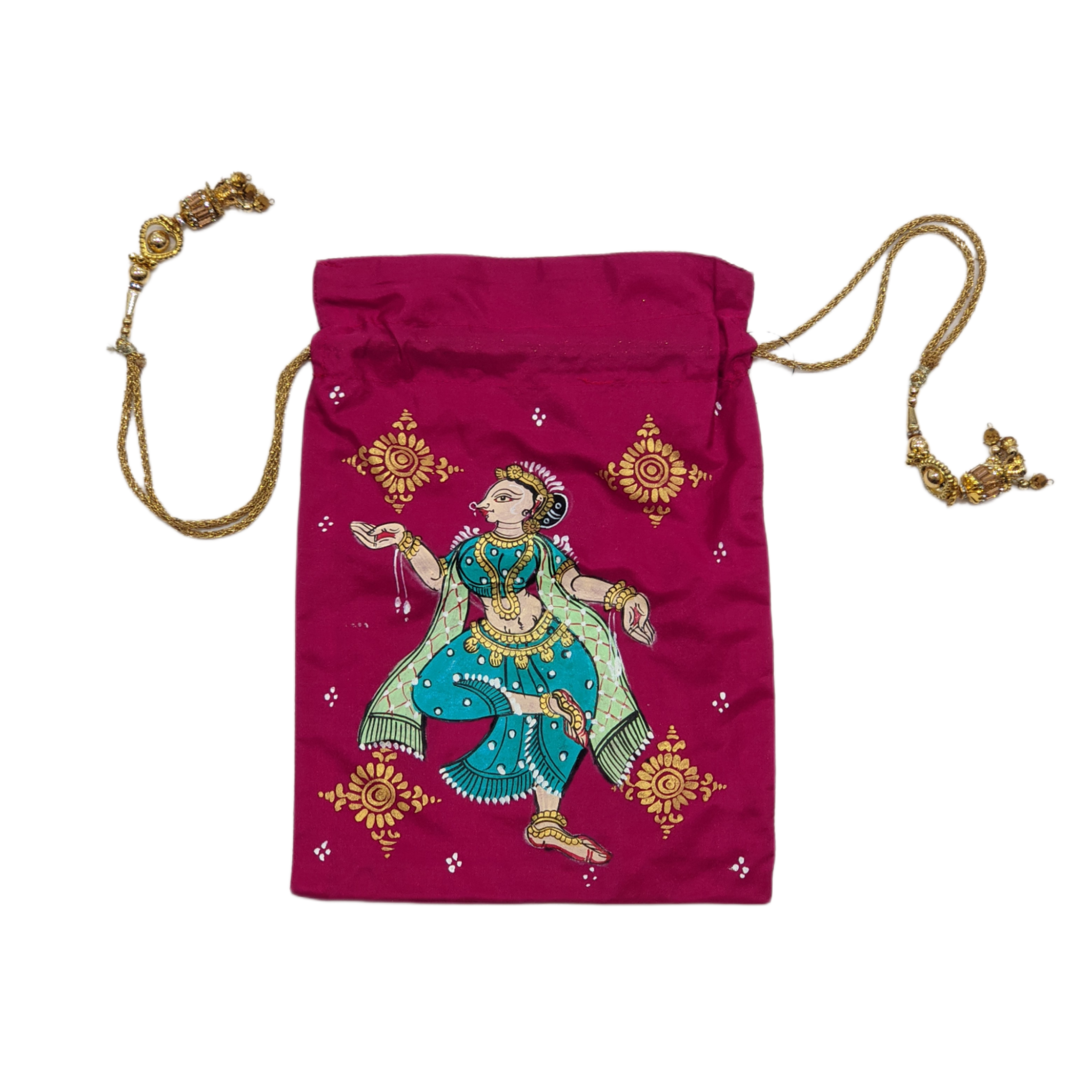 IndianVillèz Rani Pink Nartaki Pattachitra Potli Bag - view 2