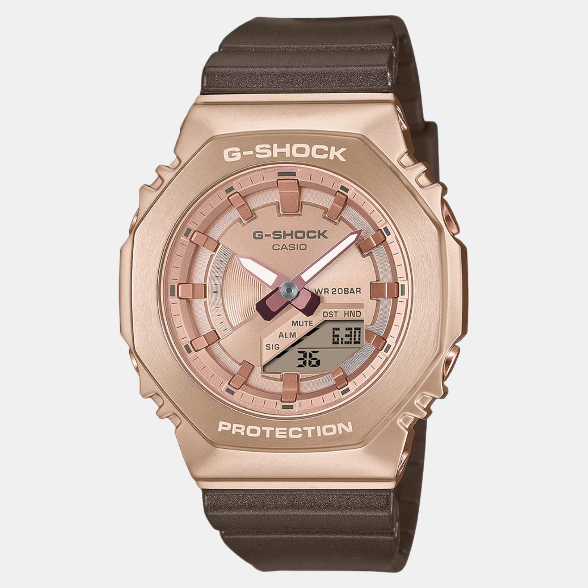 Casio G-Shock Women Quartz Rose Gold Dial Analog-Digital Resin Watch G1574