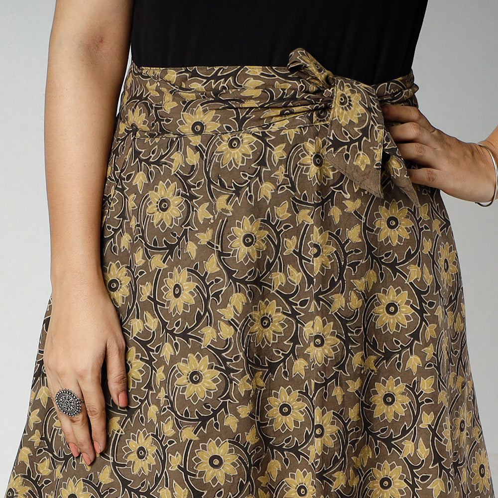 NOORI BAZAR Brown - Ajrakh Block Printed Cotton Wrap Around Skirt - view 2