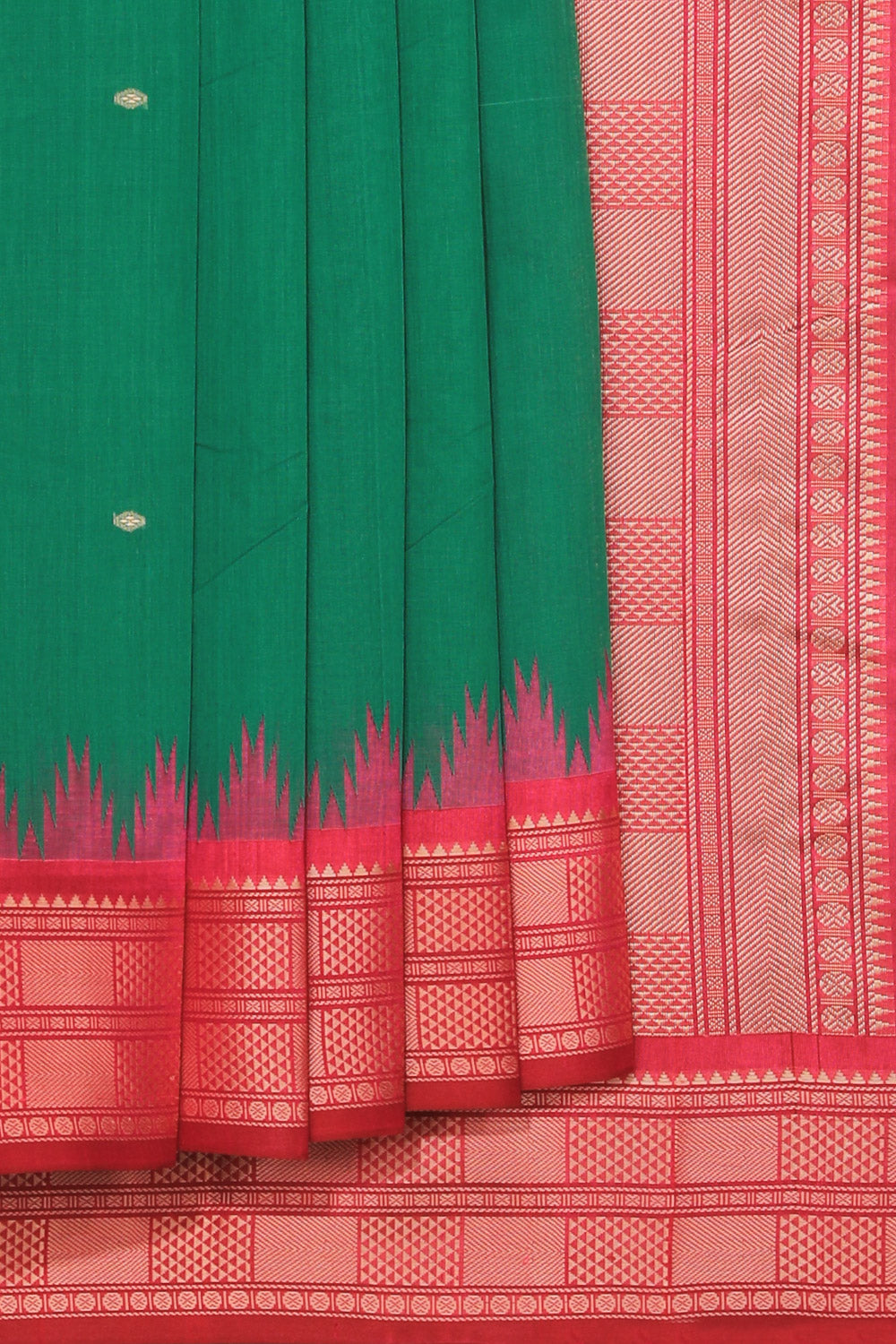 Kalanjali Kanchi Cotton Green Saree – Women's