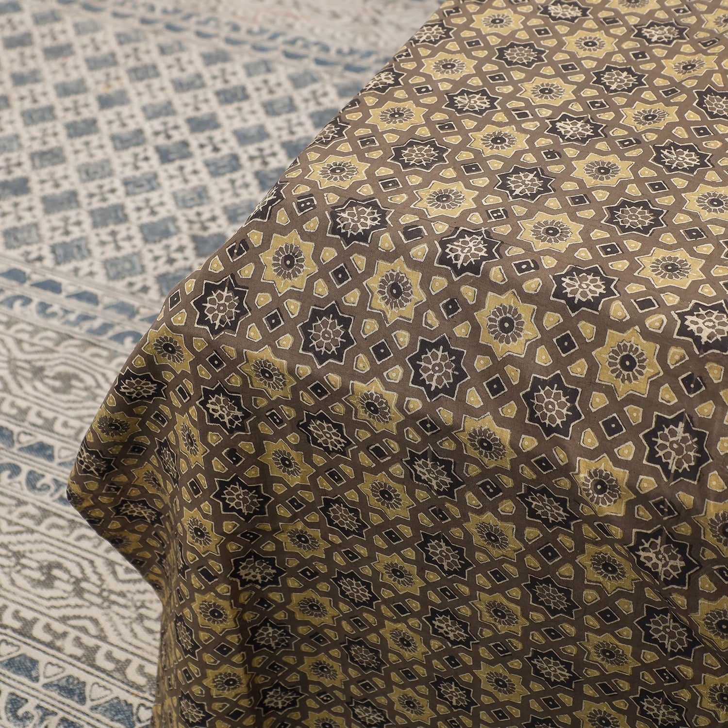 HAVELI CHRONICLES Brown - Ajrakh Patch Tukdi Kaam Cotton Double Bed Cover with Pillow Covers (109 x 86 in) - view 4